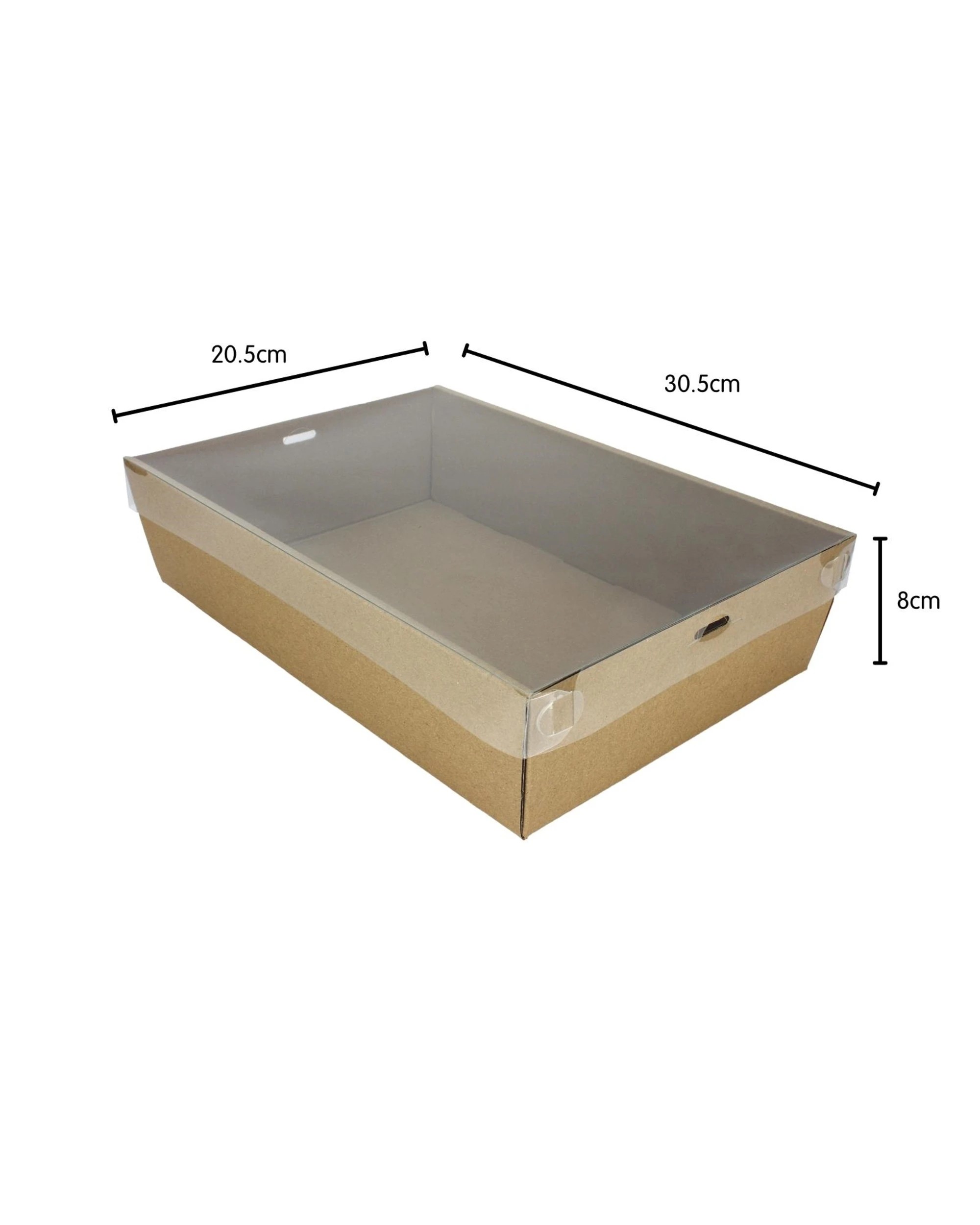 3 Spice Kitchen Kraft Grazing Box with Clear Plastic Lid 30.5cm x 20.5cm x 8cm - Brown, 3 of 4