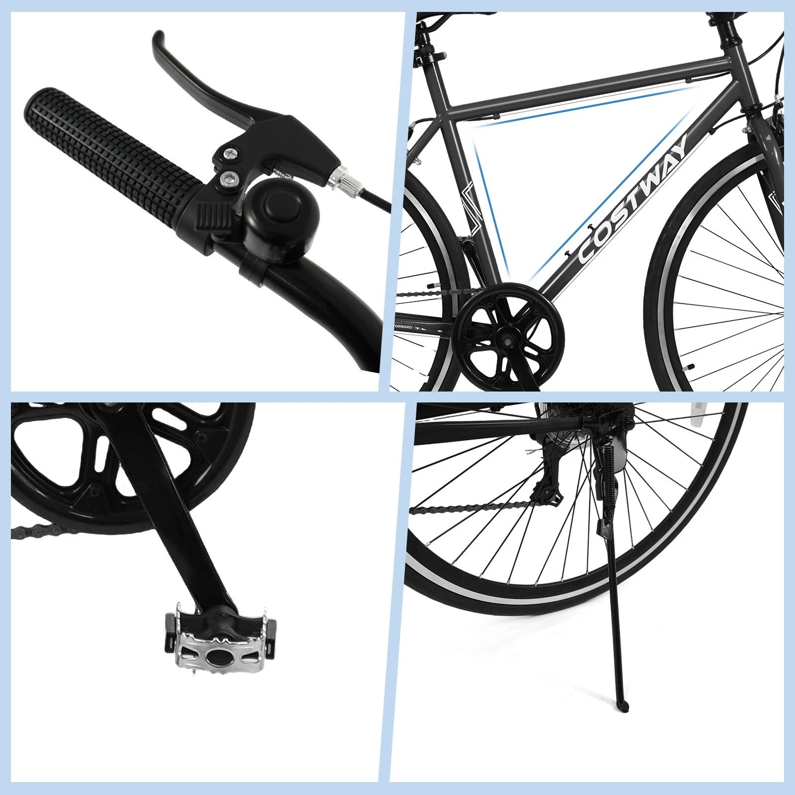 2 Costway 67cm Mountain Bike 6-Speed Outdoor Bicycle w/Dual Brake & All-terrain Rubber Wheels - Black, 2 of 5