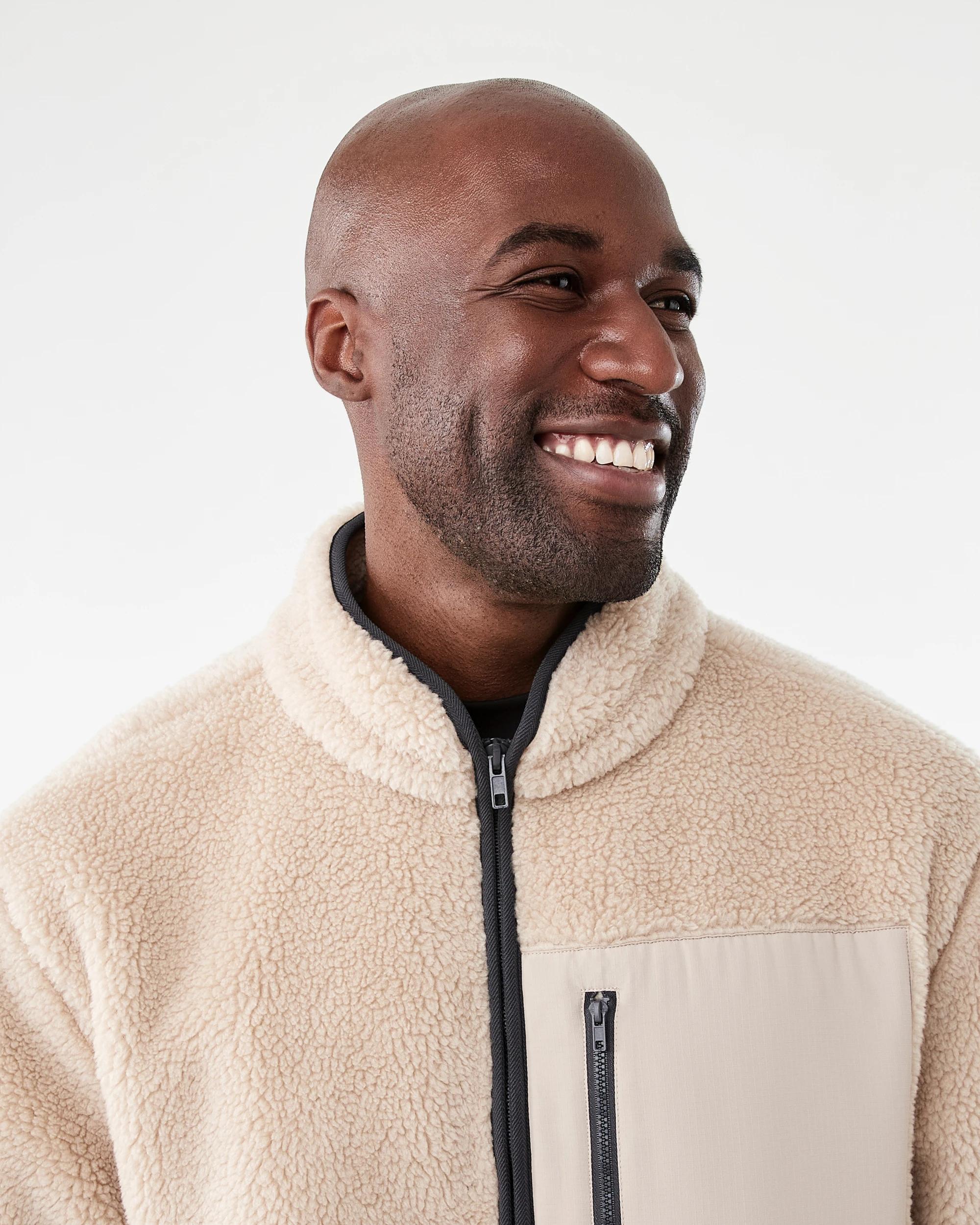 5 Active Mens Outdoor Oversized Sherpa Jacket Sil Beige, 5 of 7