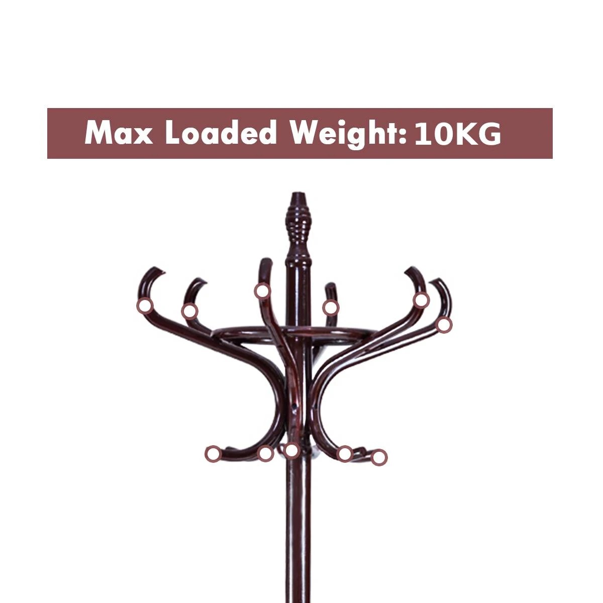 1 Costway 12 Hook Wood Coat & Hat Rack Clothes Stand Storage Tree Shelf, 1 of 10