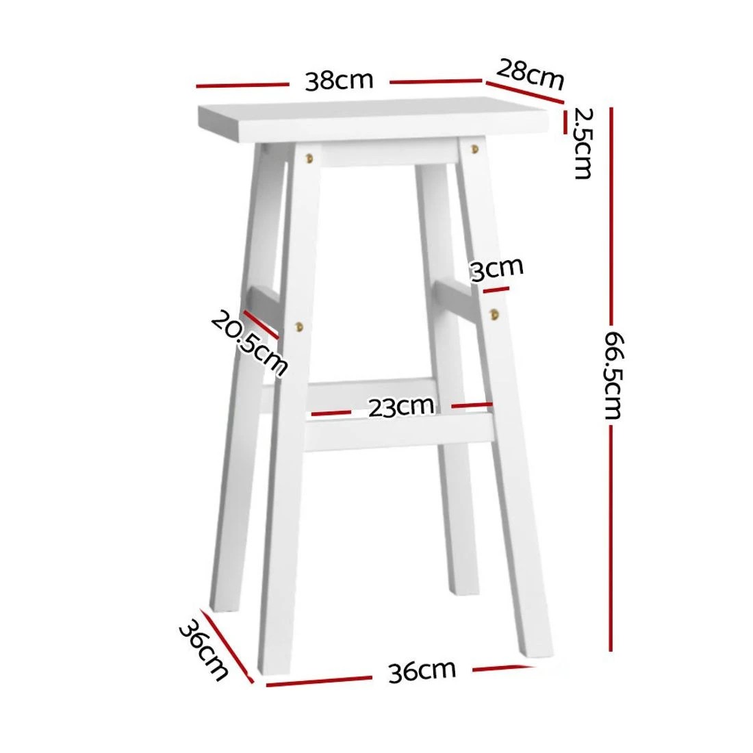 2 Artiss 2x Bar Stools Kitchen Chairs Wooden - White, 2 of 8