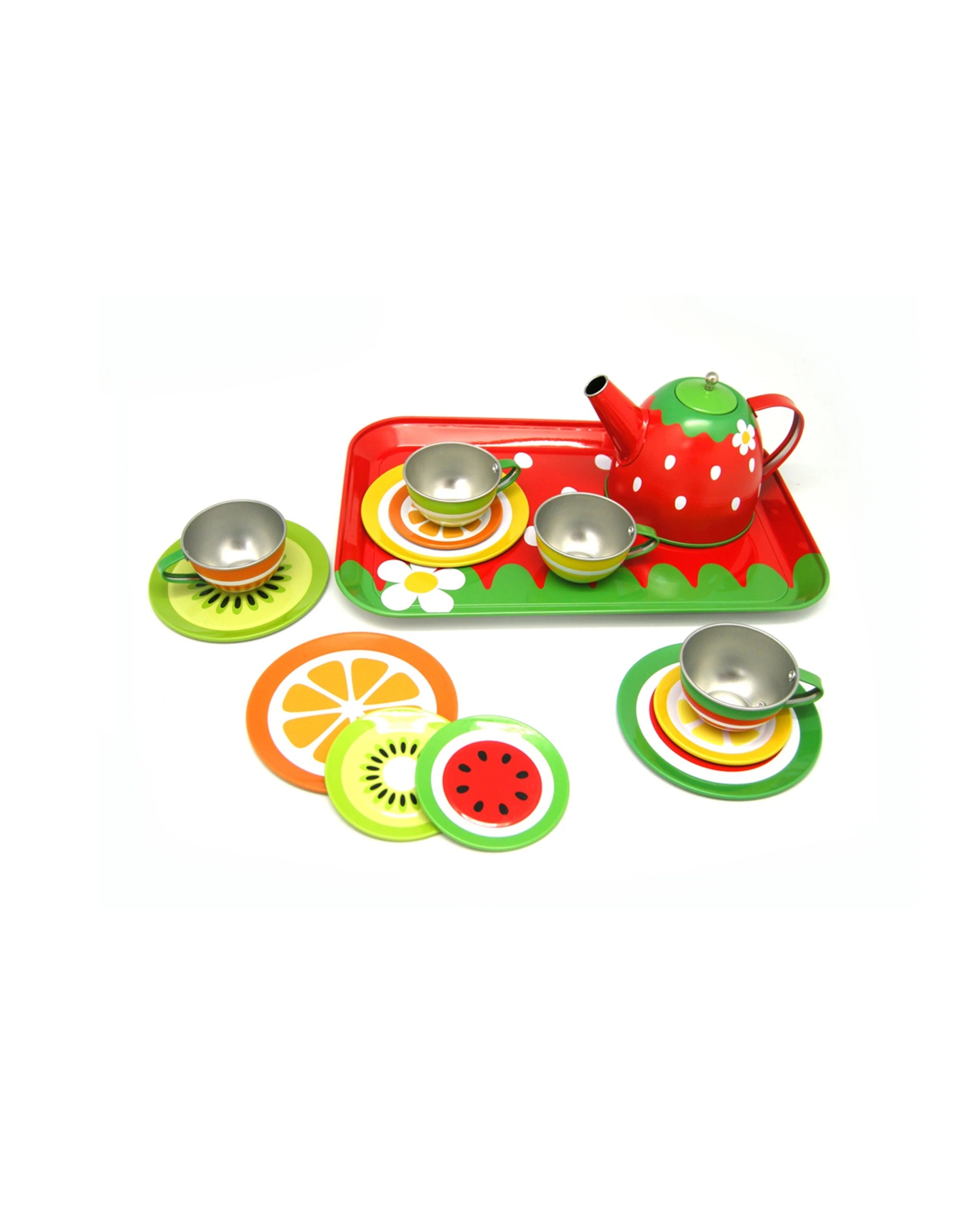 1 Kaper Kidz 15pc Fruit Tin Tea Set Pretend Play Imaginative Play - Multi, 1 of 8