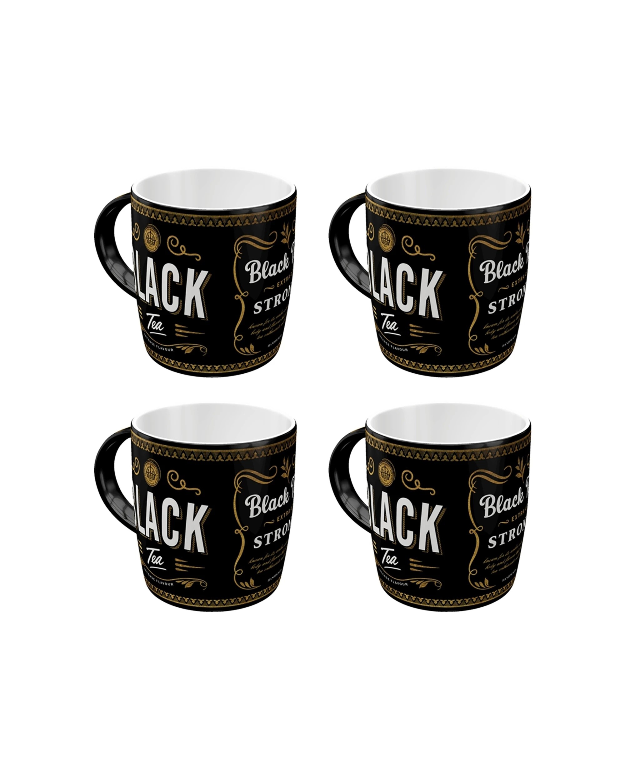 1 Nostalgic-Art 4PK Ceramic Mug 330ml Retro Design - Black Tea - Black, 1 of 5