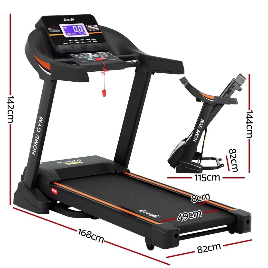 2 Everfit Treadmill Electric Auto Incline Home Gym Fitness Exercise Machine 490mm - Black, 2 of 2