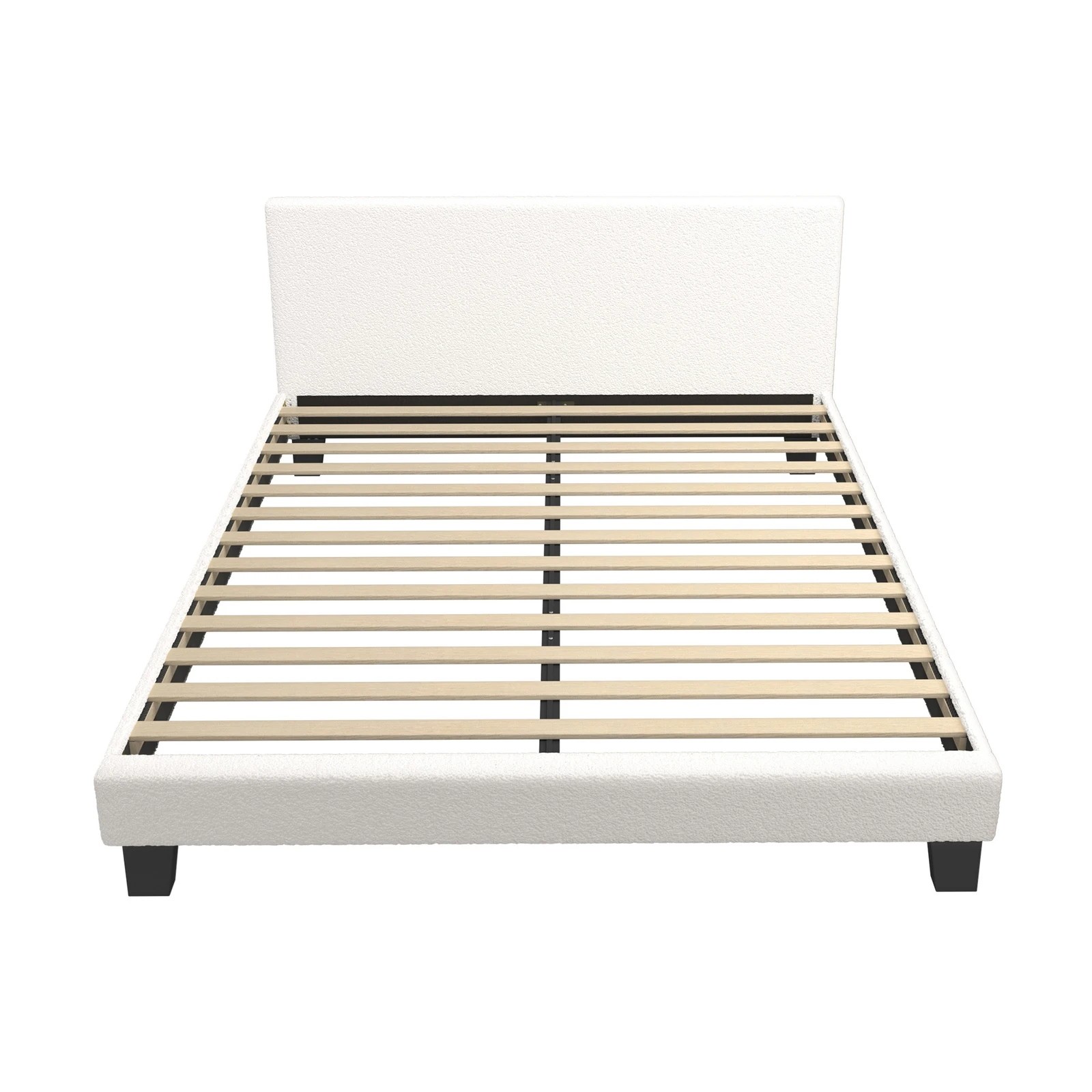 8 Oikiture Bed Frame Double Size Boucle - White, 8 of 10