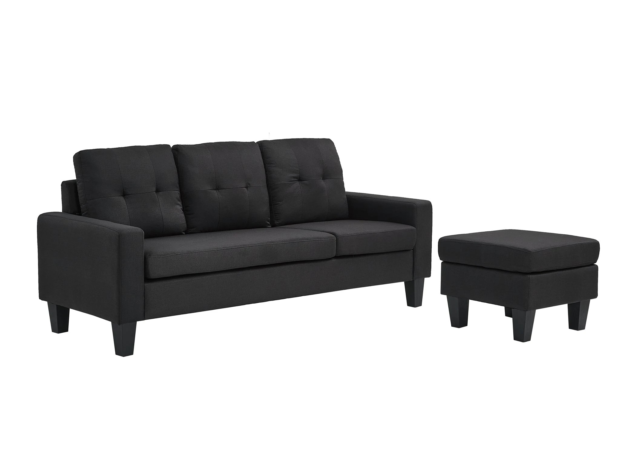 7 Foret 3 Seater Sofa Modular Corner Lounge Couch Modern Ottoman Fabric Black, 7 of 9