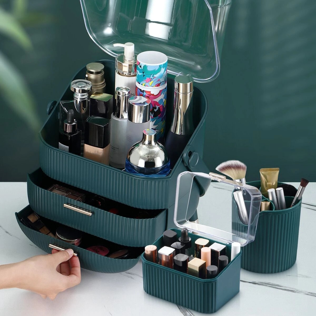 4 AUSWAY Makeup Jewellery Box Drawers Storage Case, 4 of 6