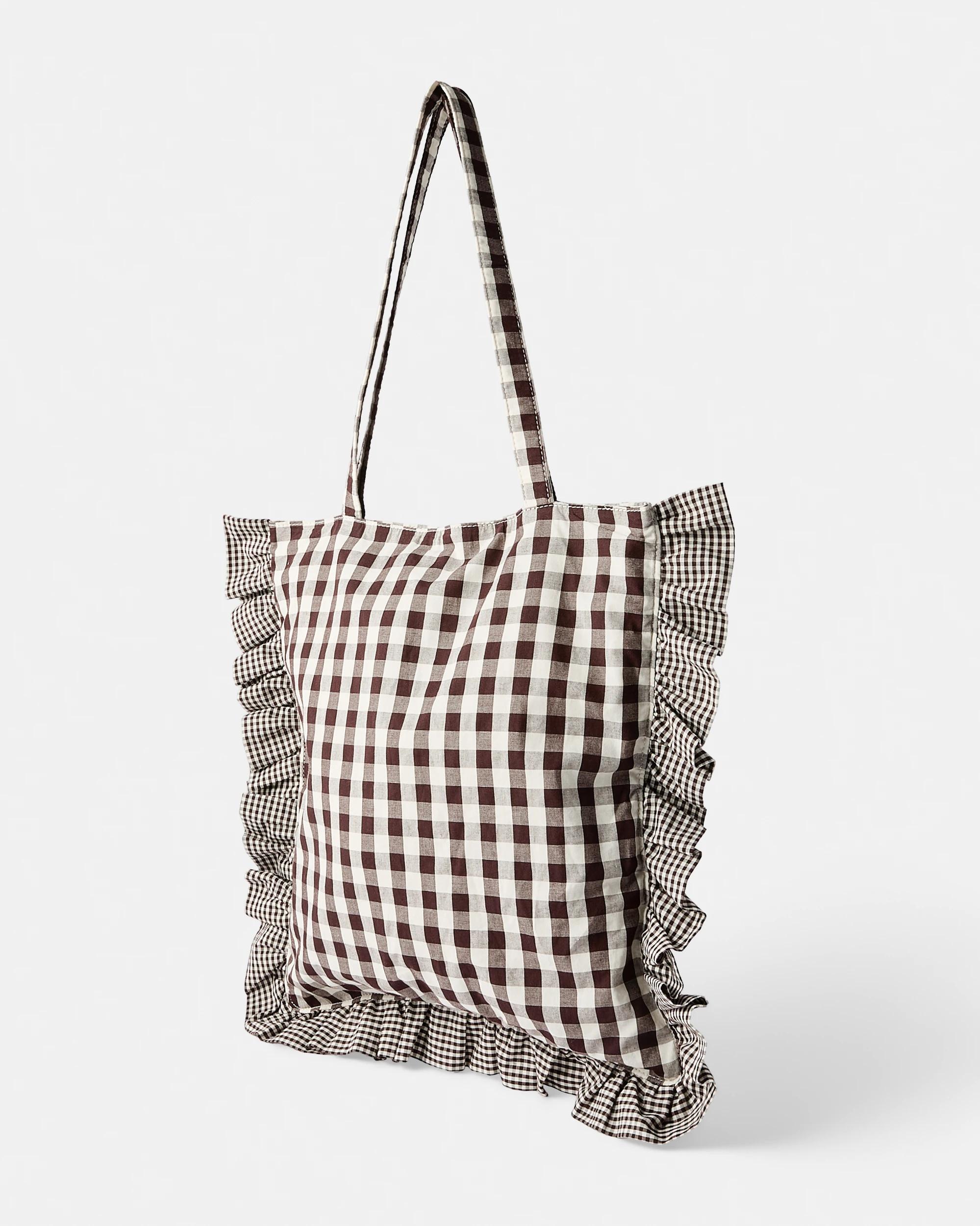 2 Fabric Ruffle Tote Bag Melt Brown, 2 of 5