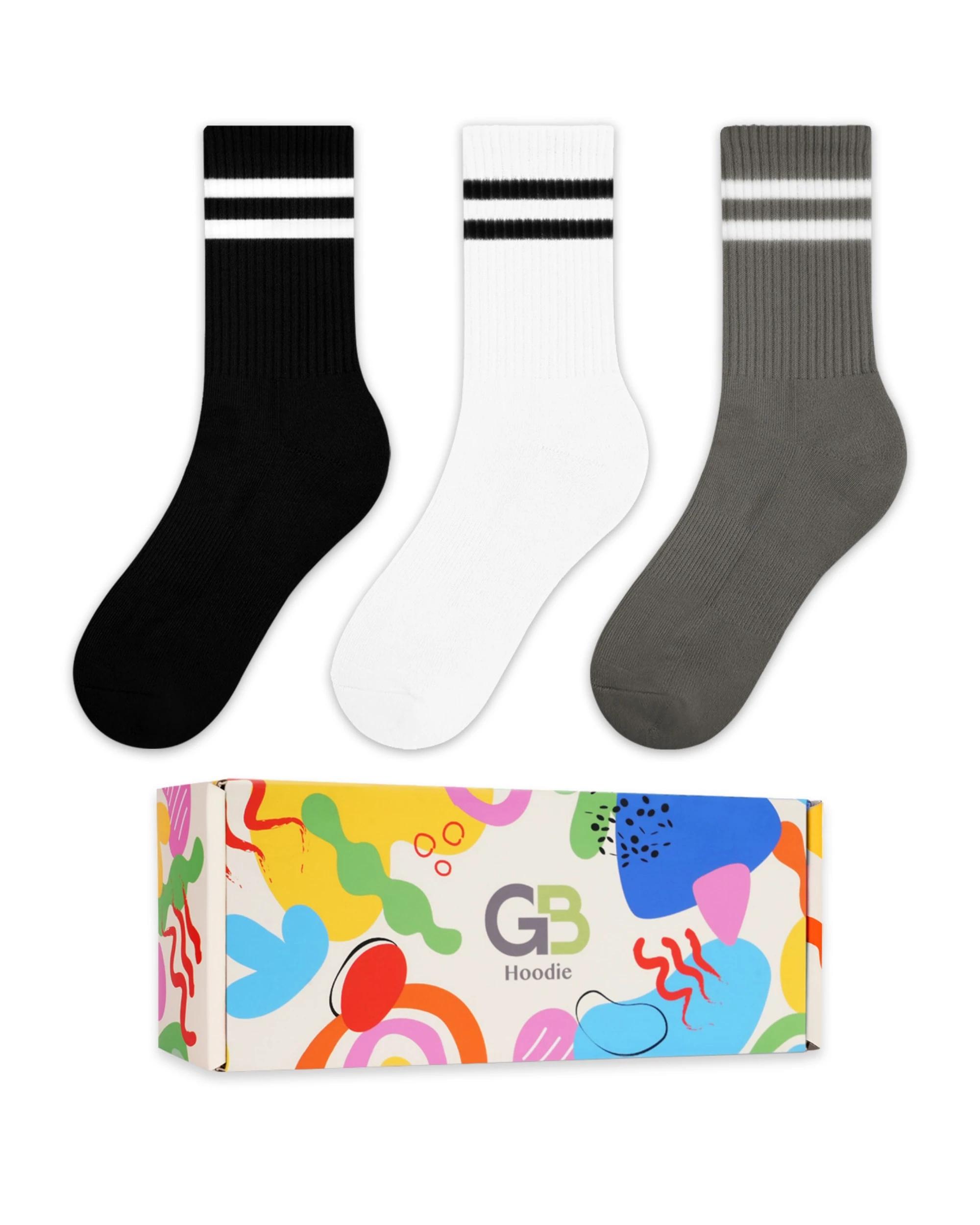 1 Advwin Small 3-Pair Crew Socks Black/Green/Blue Black/white/charcoal, 1 of 4