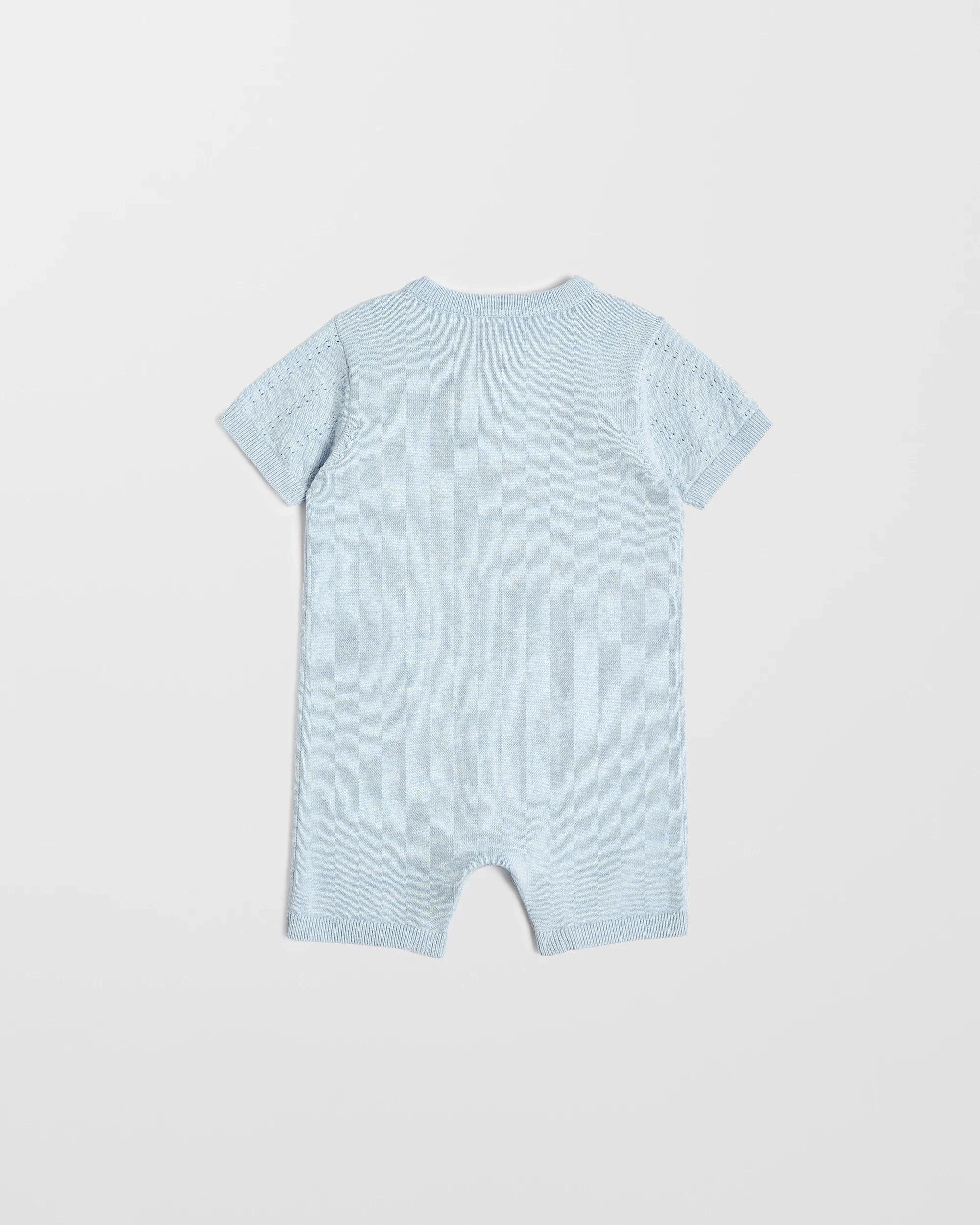 3 Target Organic Cotton Baby Pointelle Knit Romper LIGHT BLUE MARLE, 3 of 3