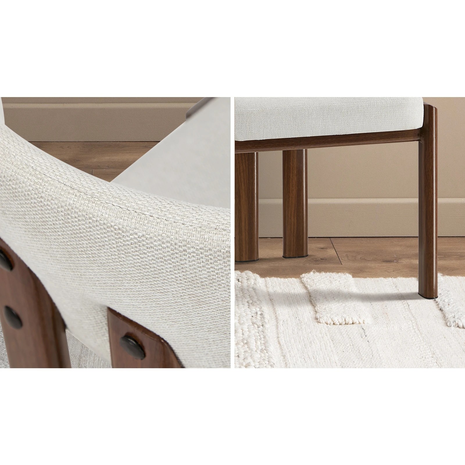 7 Oikiture Set of 6 Dining Chairs Linen Fabric Kitchen Padded Seat - Multi, 7 of 9