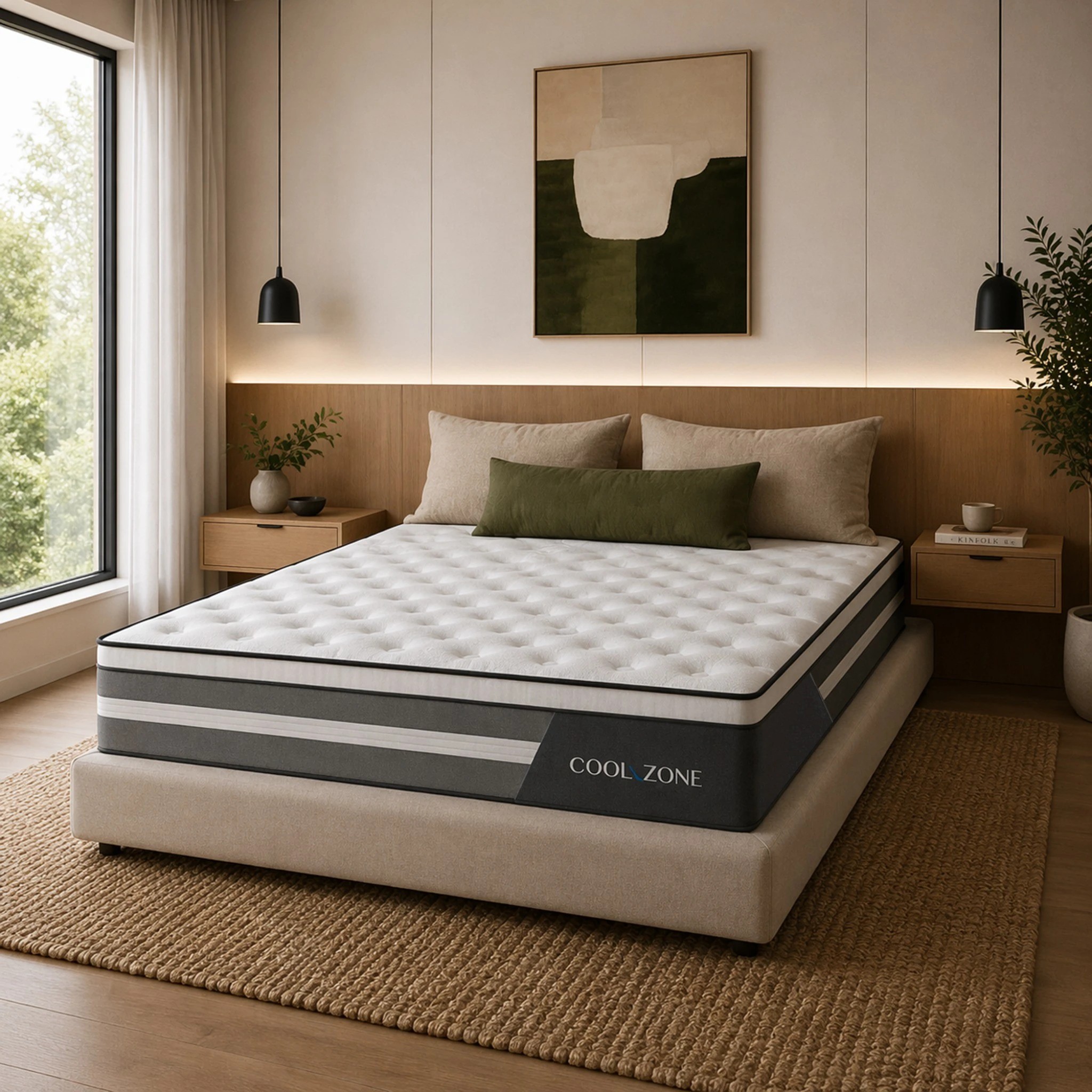 2 Royal Comfort Cool Zone Euro Top Pocket Spring Mattress Medium-Firm 30cm Tencel - Single Bed - White, 2 of 3