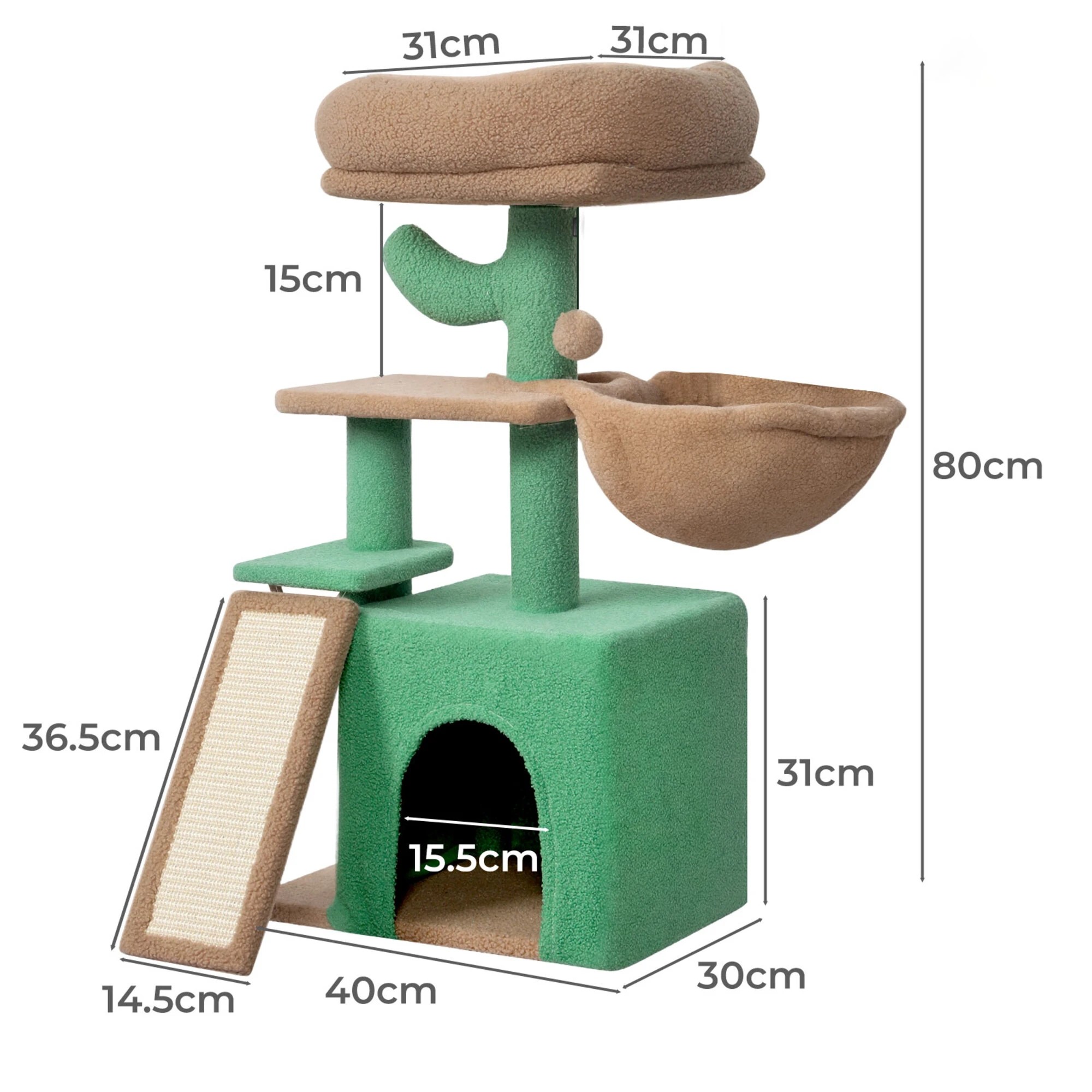 3 Pawz Cat Tree 80CM - Green, 3 of 9