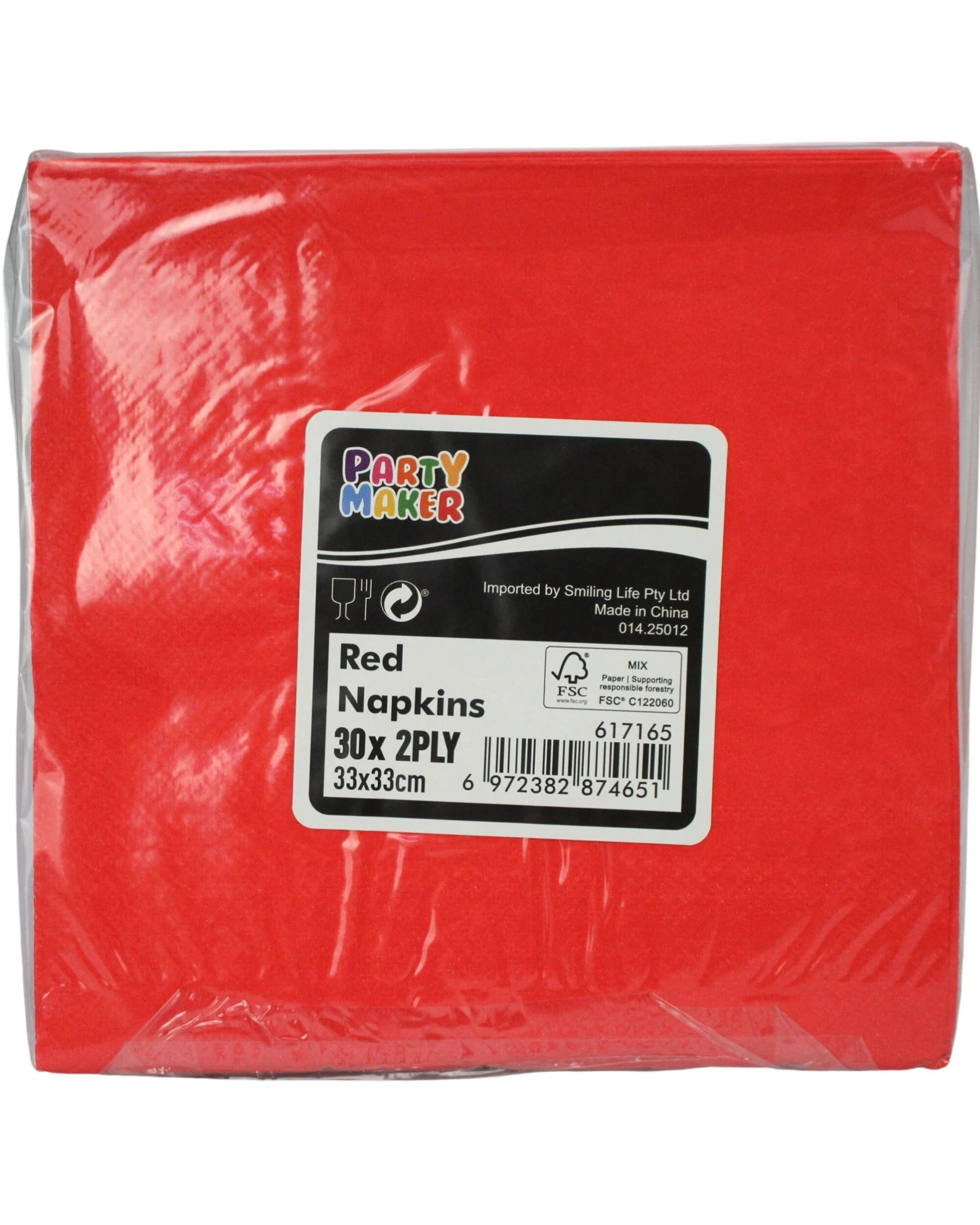 3 Party Maker Large Napkins Serviettes Pack of 30 - Red, 3 of 3