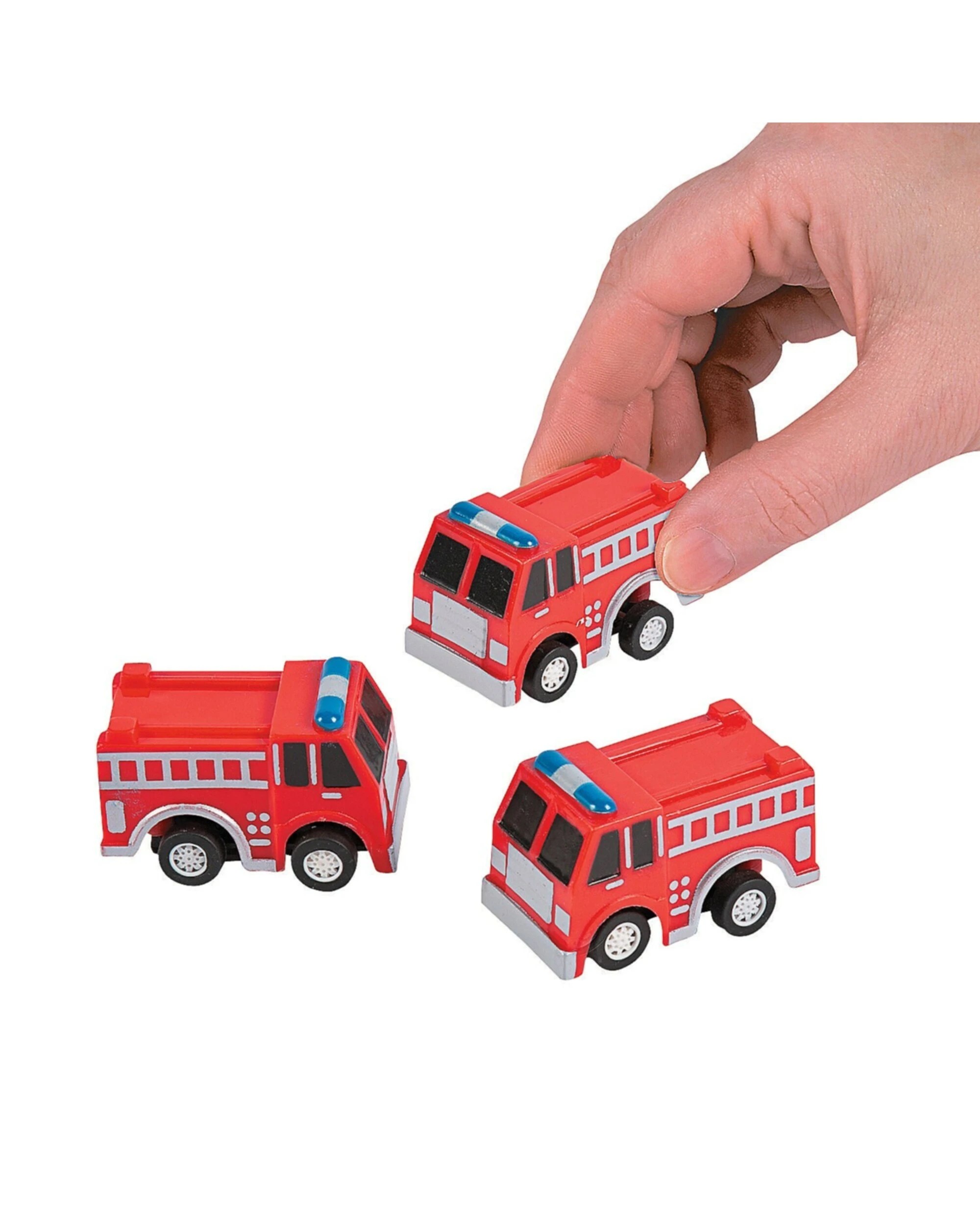 1 Fun Express Mini Pull Back Fire Trucks Pack of 6 - Red, 1 of 1