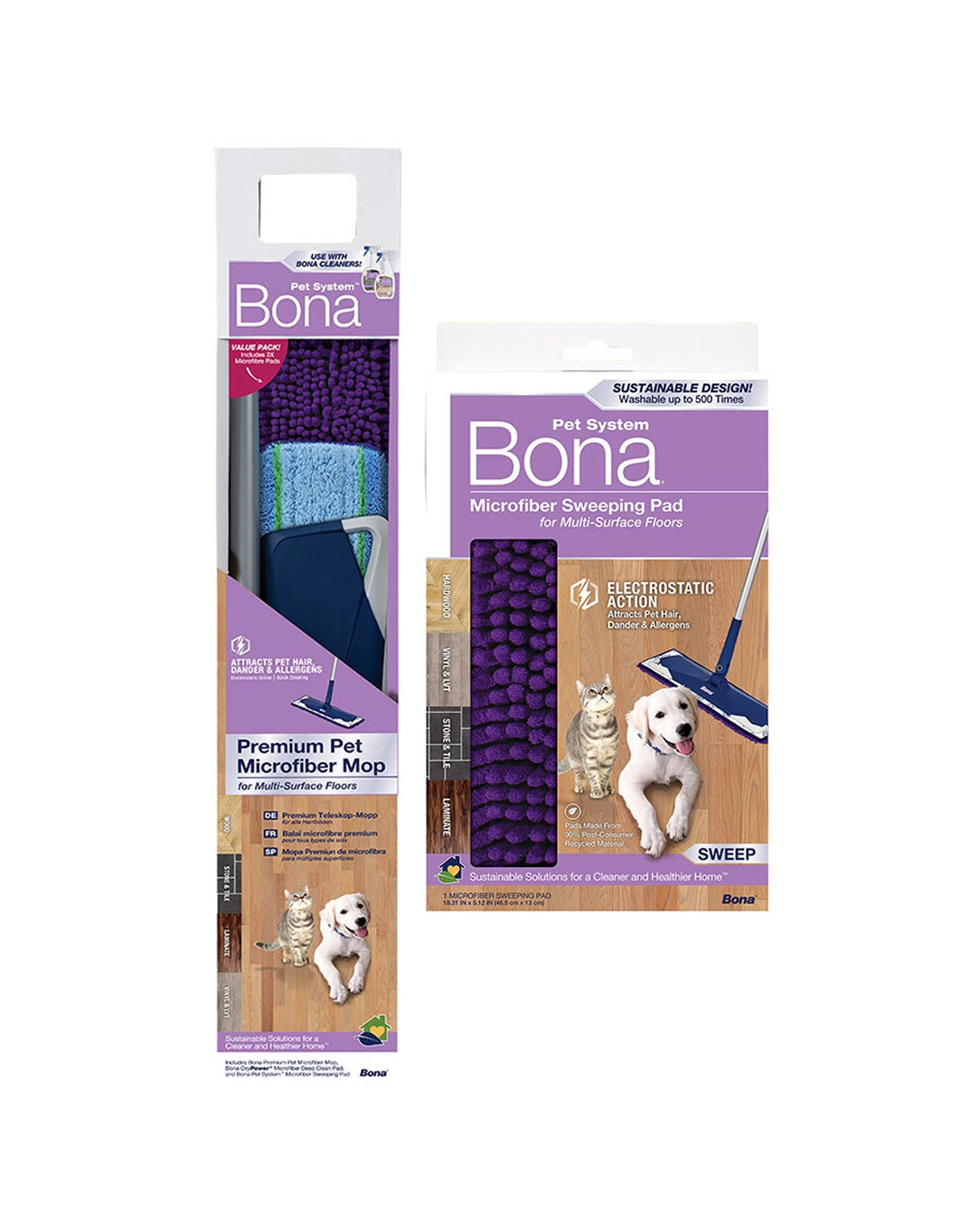1 Bona Pet Premium Microfibre Deep Clean Mop Surface Hard Floors Set - Multi, 1 of 1