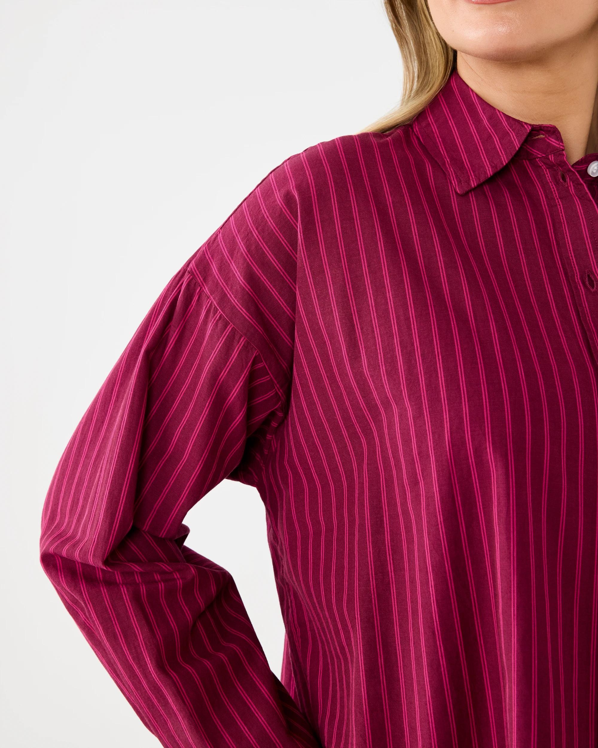 6 Long Sleeve Boyfriend Stripe Shirt Cran Strpe, 6 of 8