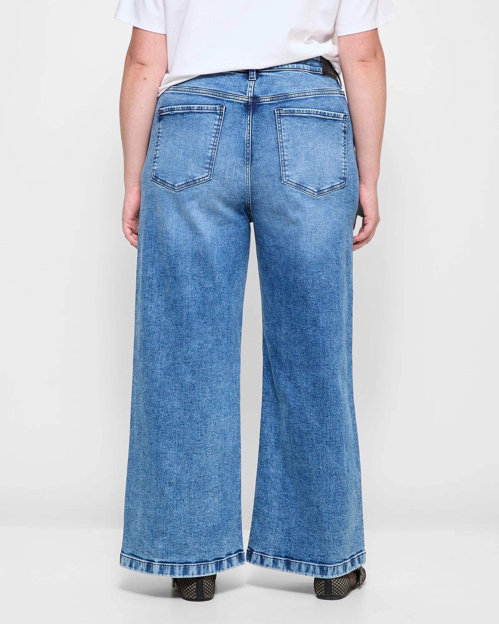 4 Target Plus Size Full Length Wide Leg Denim Jeans CAPRI BLUE, 4 of 5