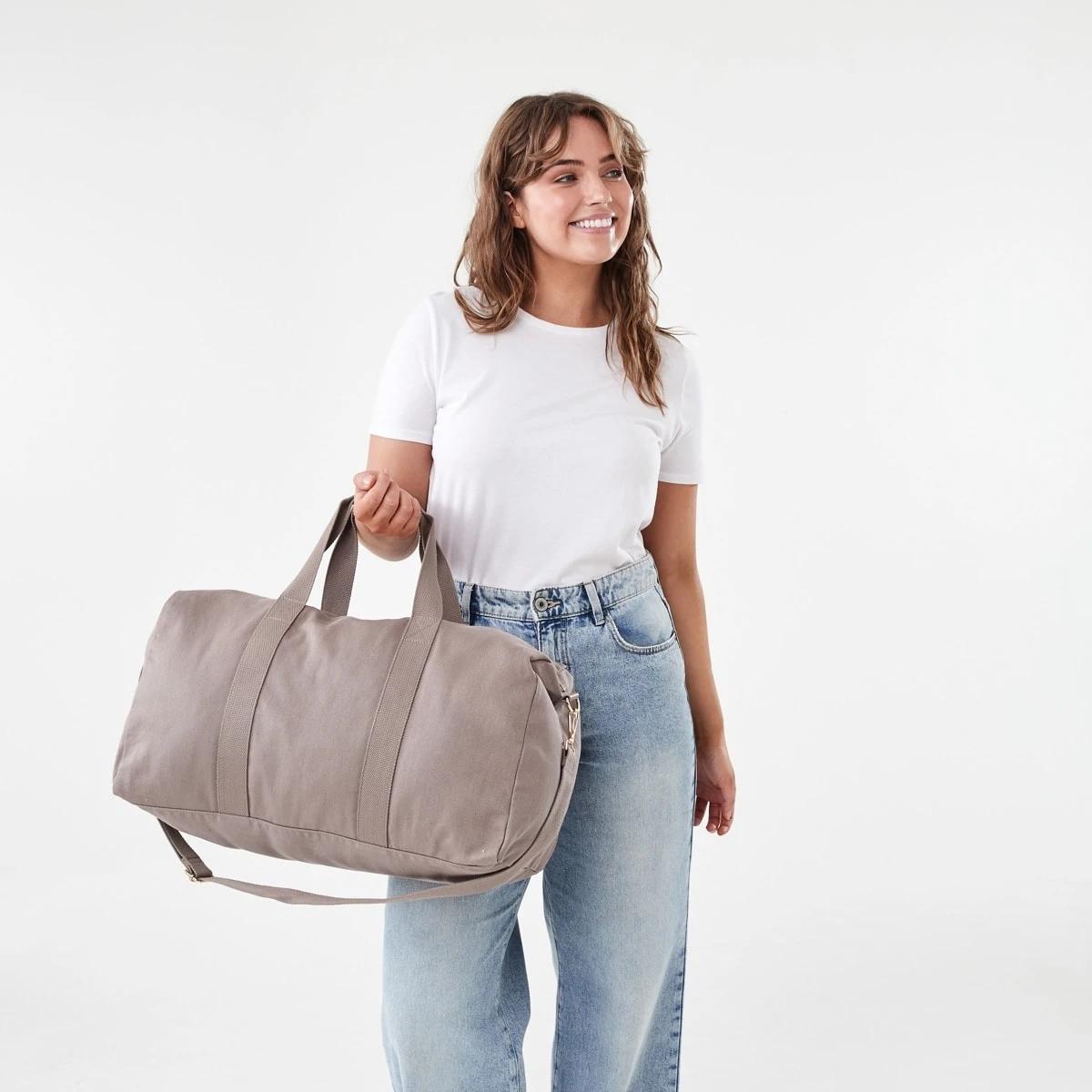 6 Canvas Weekender Bag Taupe Brn, 6 of 6