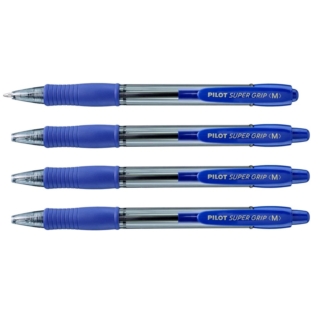 3 PILOT SuperGrip Retractable Ballpoint Medium 1mm Blue 4 Pack, 3 of 8