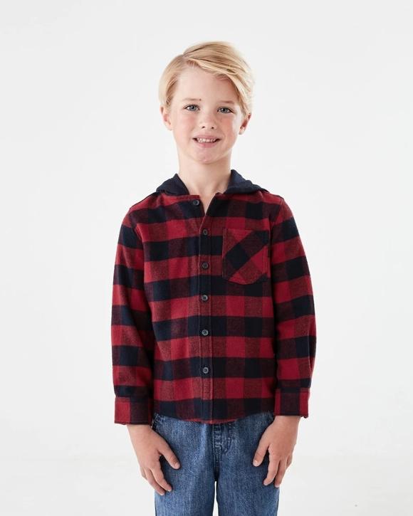 Yarn Dye Flannel Shirt With Hood