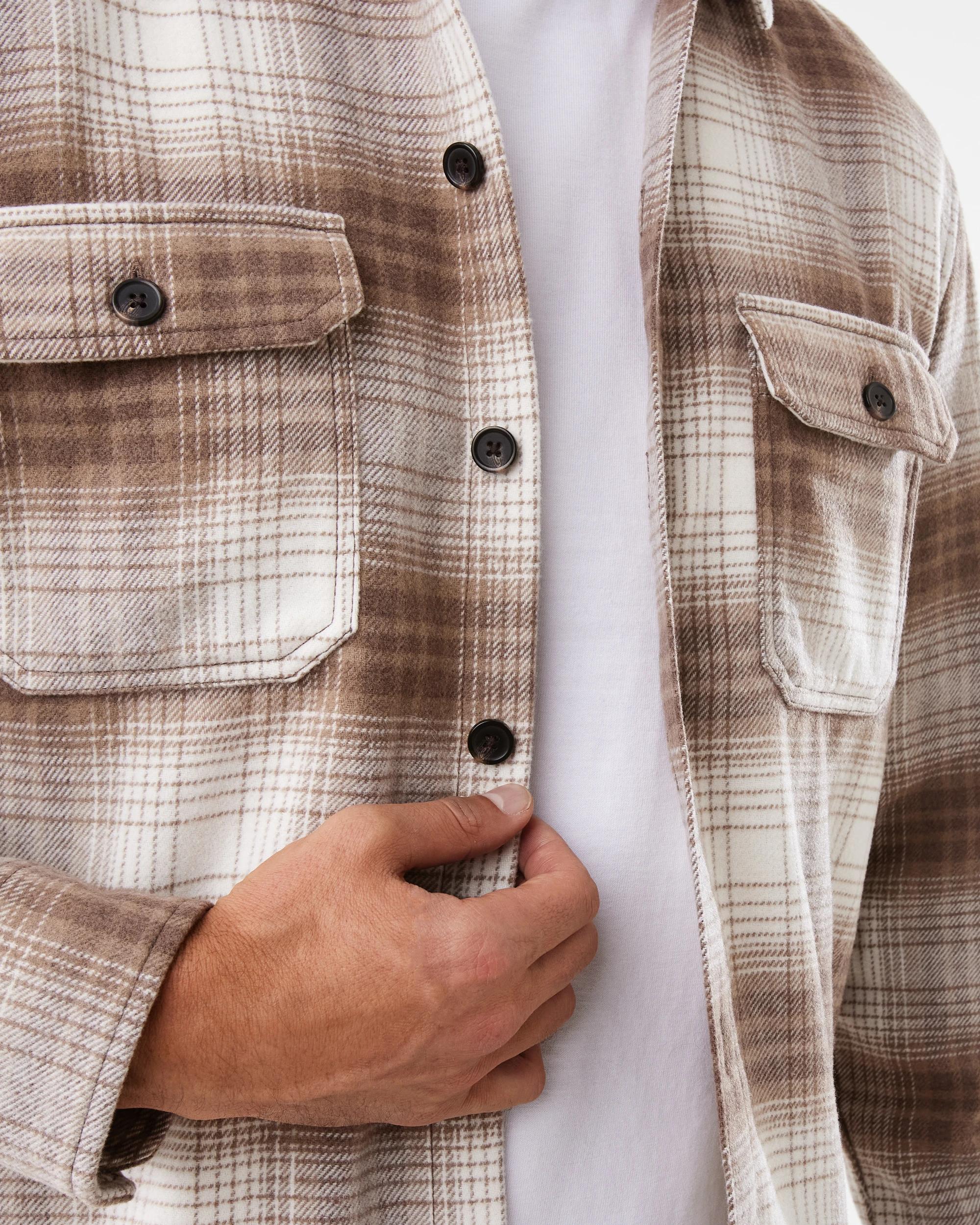 8 Long Sleeve Check Overshirt Brn Check, 8 of 9