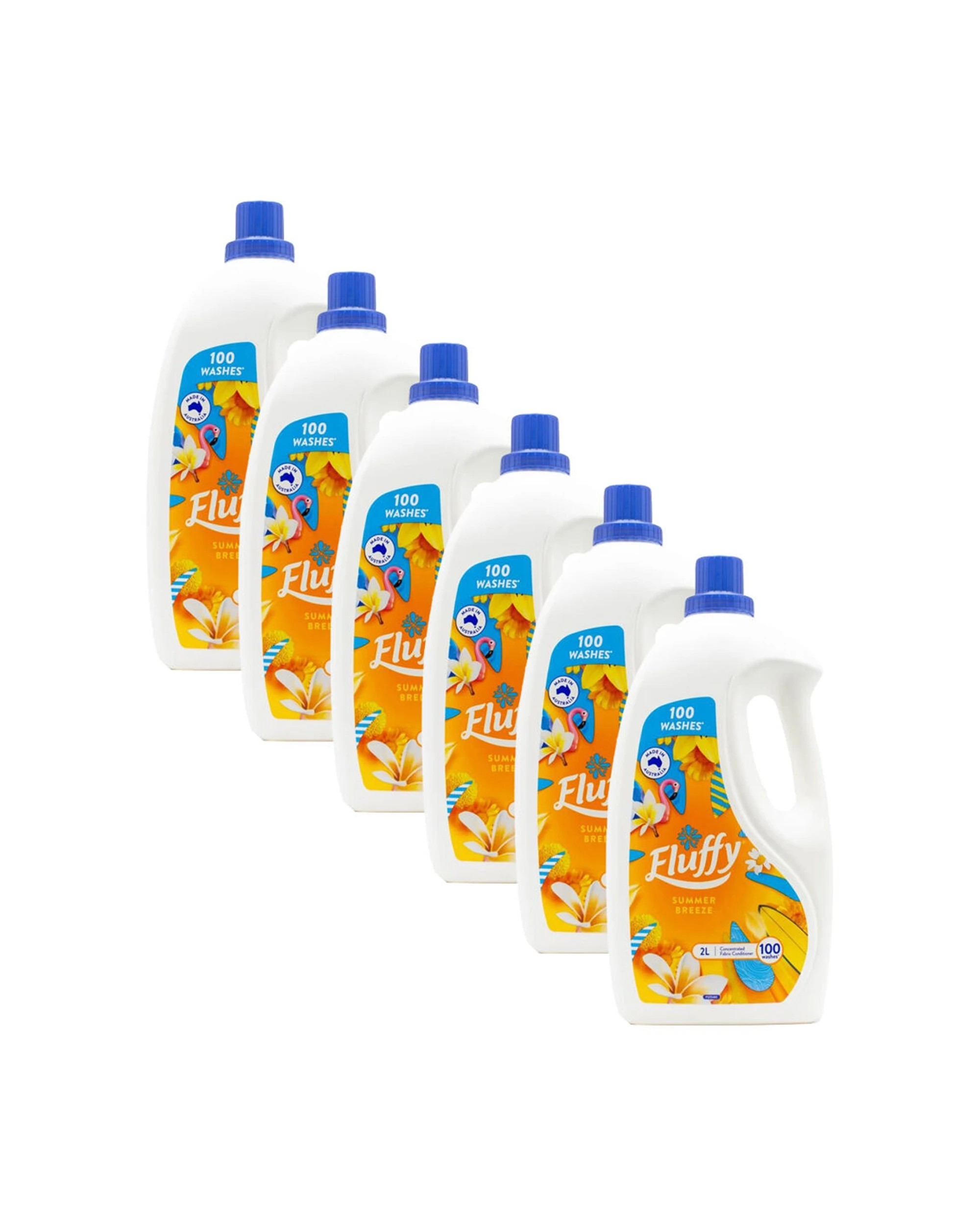 1 Fluffy 6PK 2L Concentrated Fabric Conditioner Summer Breeze - Multi, 1 of 3
