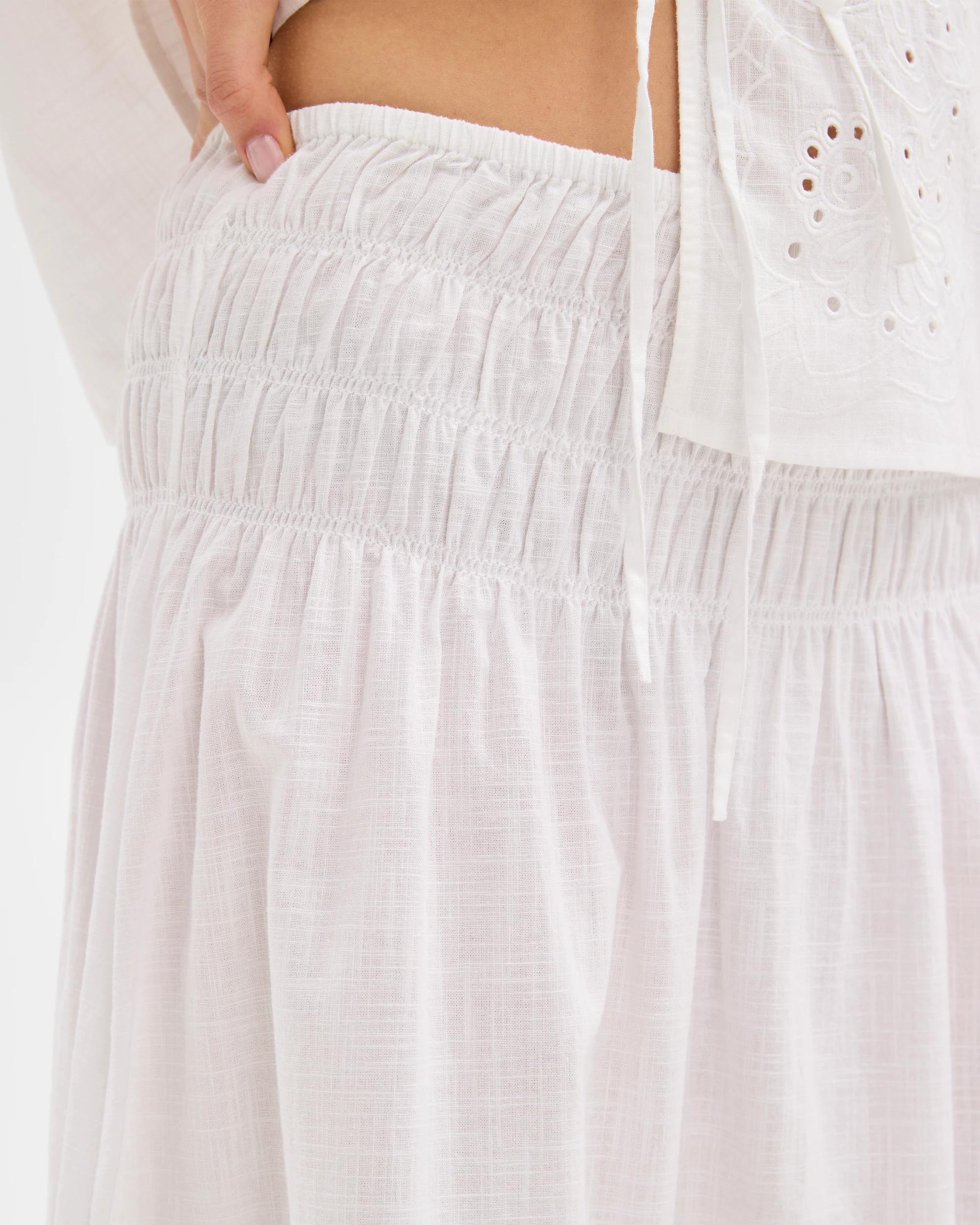 2 Target Resort Embroidered Tiered Maxi Skirt WHITE, 2 of 6