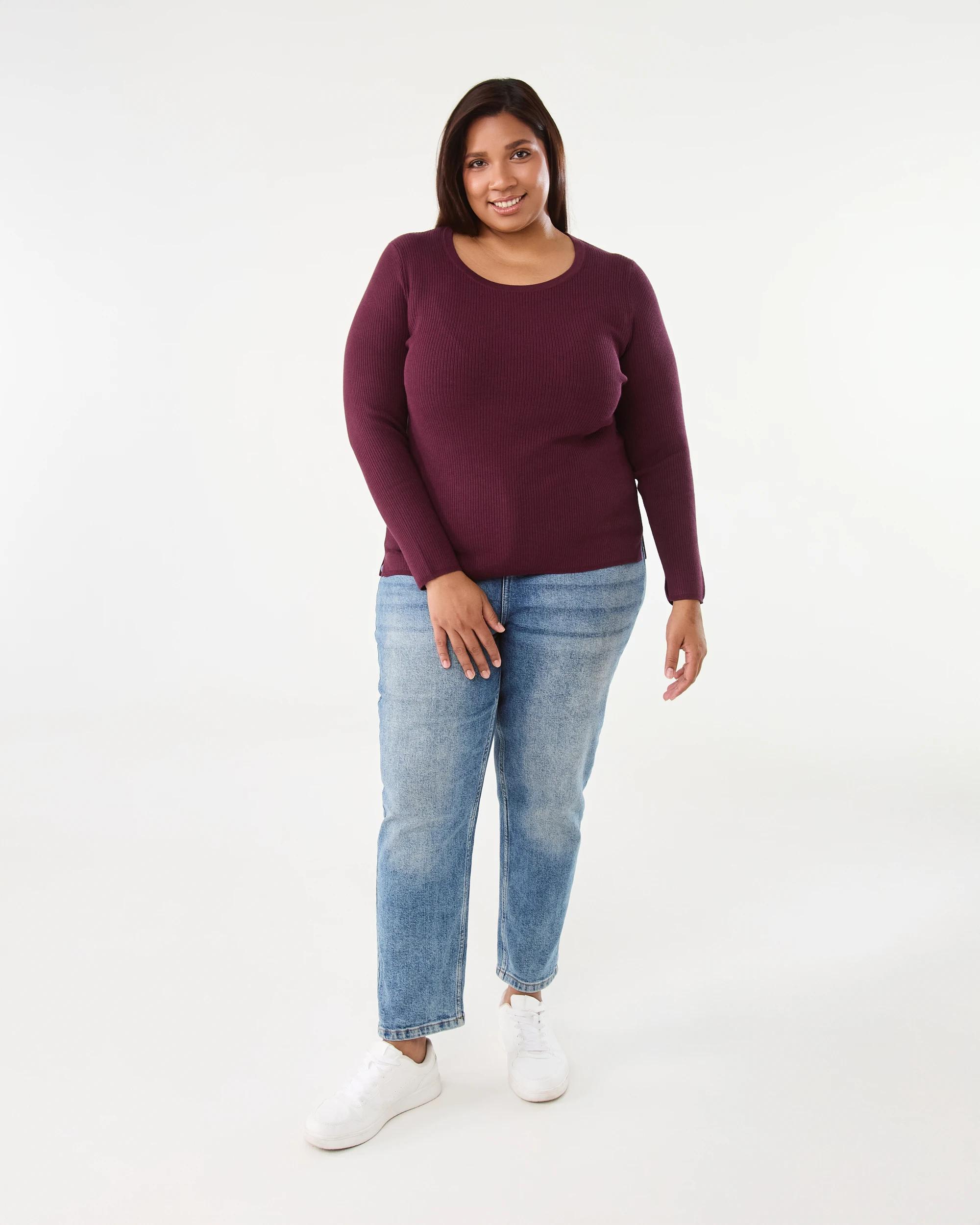 6 Curve Long Sleeve Scoop Neck Top Red Royale, 6 of 6