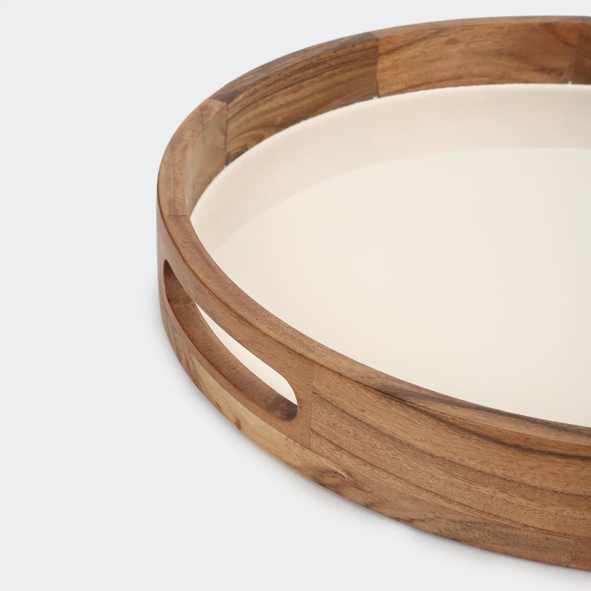 4 White Enamel Acacia Tray, 4 of 5