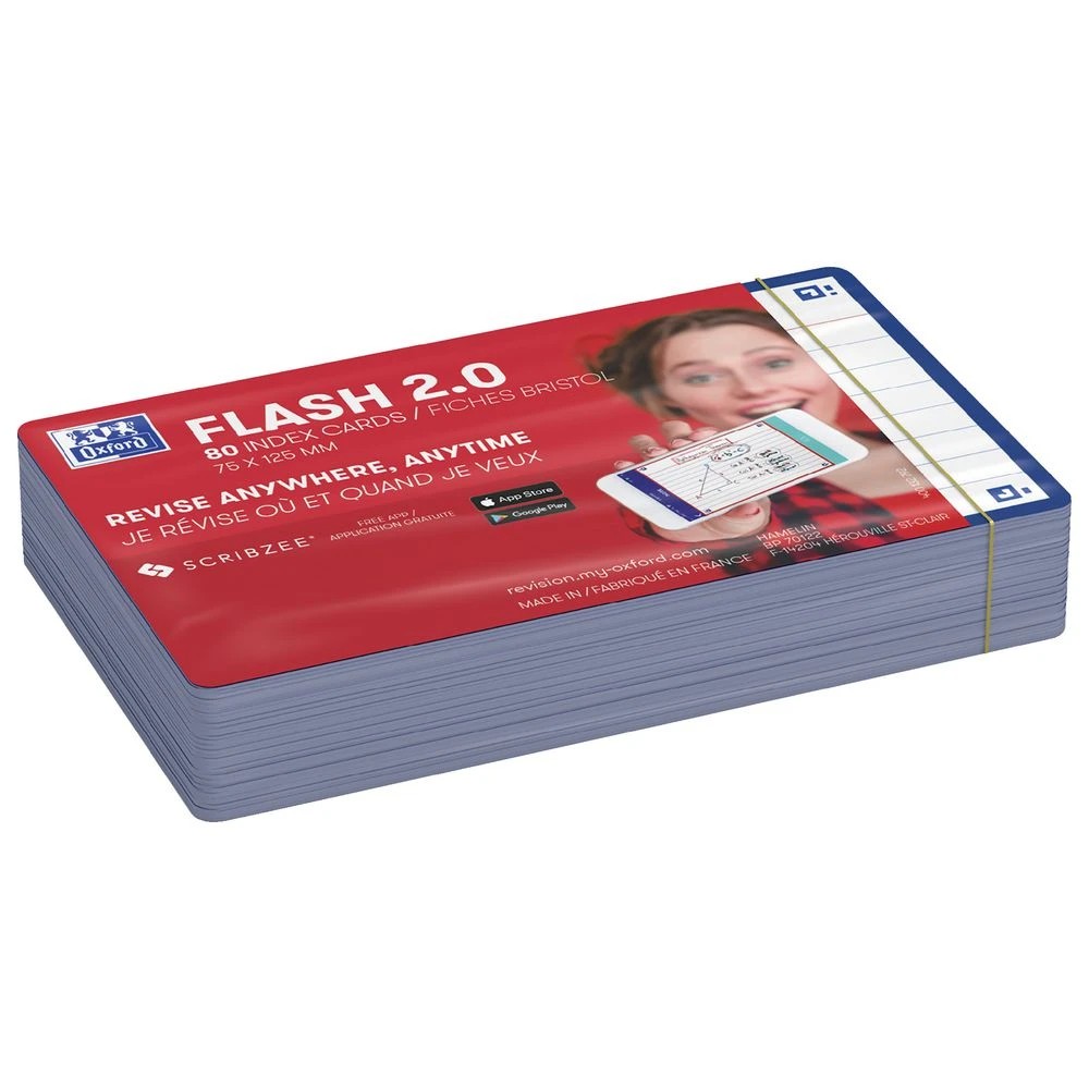 2 Oxford Flash 2.0 Index Cards Ruled 75 x 125mm Navy 80 Pack, 2 of 3