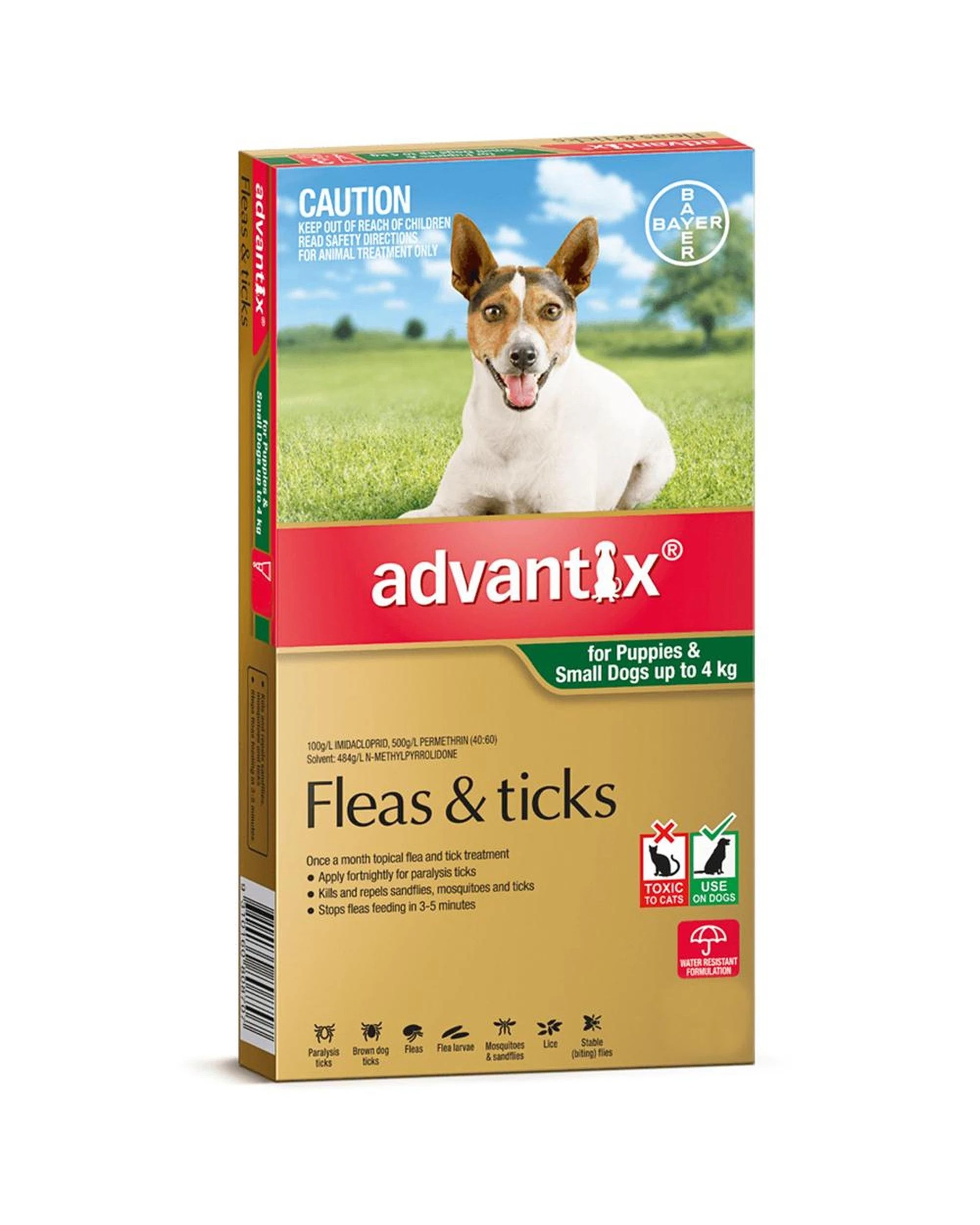 2 Advantix Small Dog 0-4kg Green Spot On Flea & Tick Treatment 6 Pack, 2 of 2