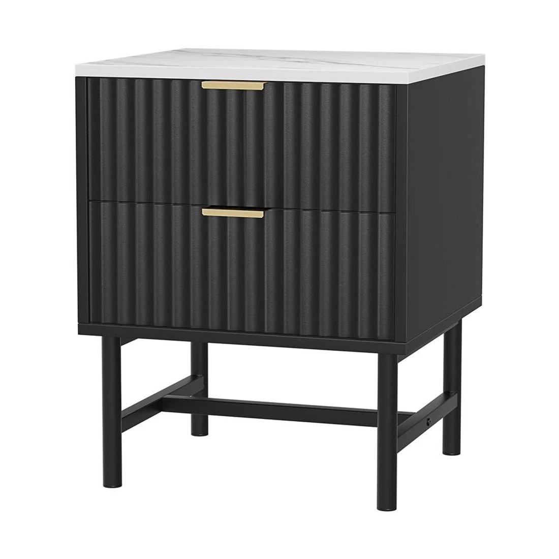 1 Artiss Bedside Table 2 Drawers Nightstand Bedroom Furniture Storage Modern Decor Easy Assembly Easy Clean - Black, 1 of 6