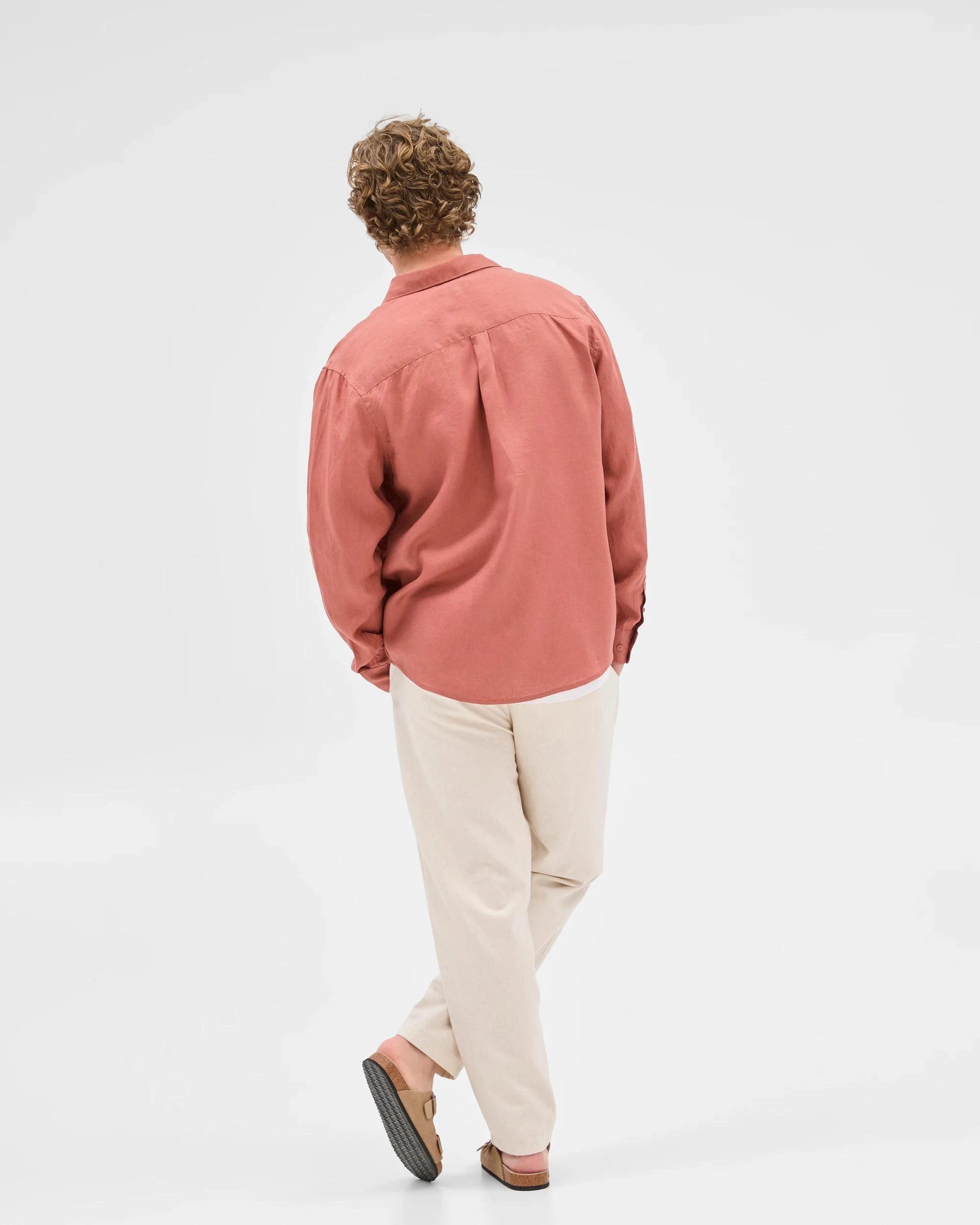 6 Target European Linen Long Sleeve Shirt BRICK, 6 of 8