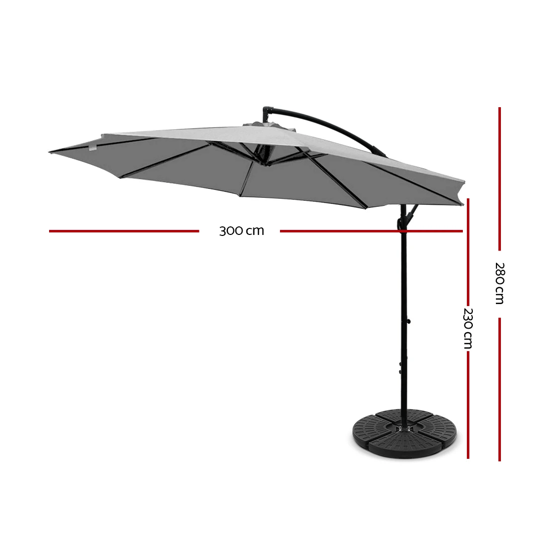 2 Instahut 3m Outdoor Umbrella w/Base Cantilever Beach Garden Patio - Multi, 2 of 2
