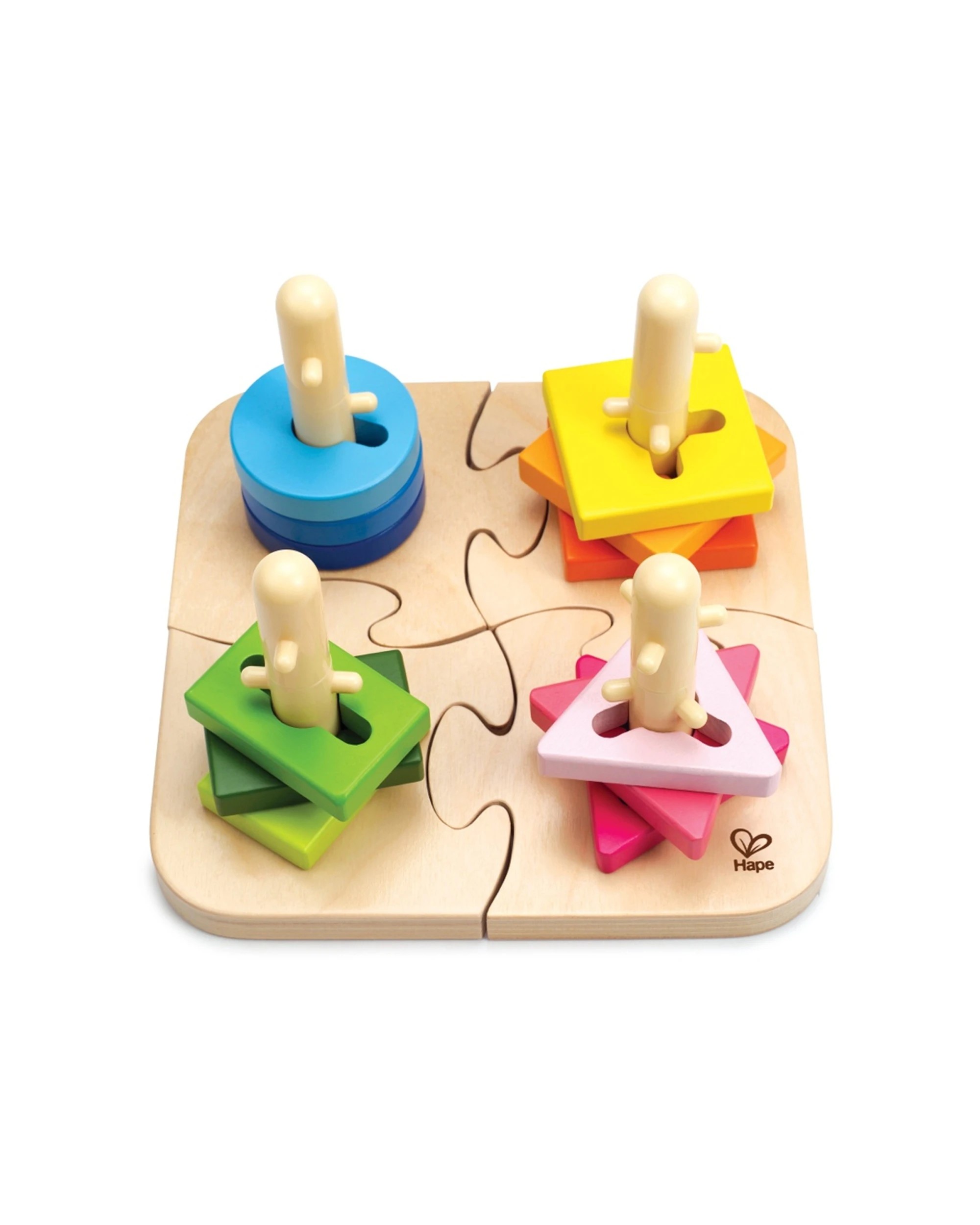 1 Hape Creative Peg Puzzle Colourful Wooden Shape Toy 19.1x11.6x19.1cm - Multi, 1 of 7