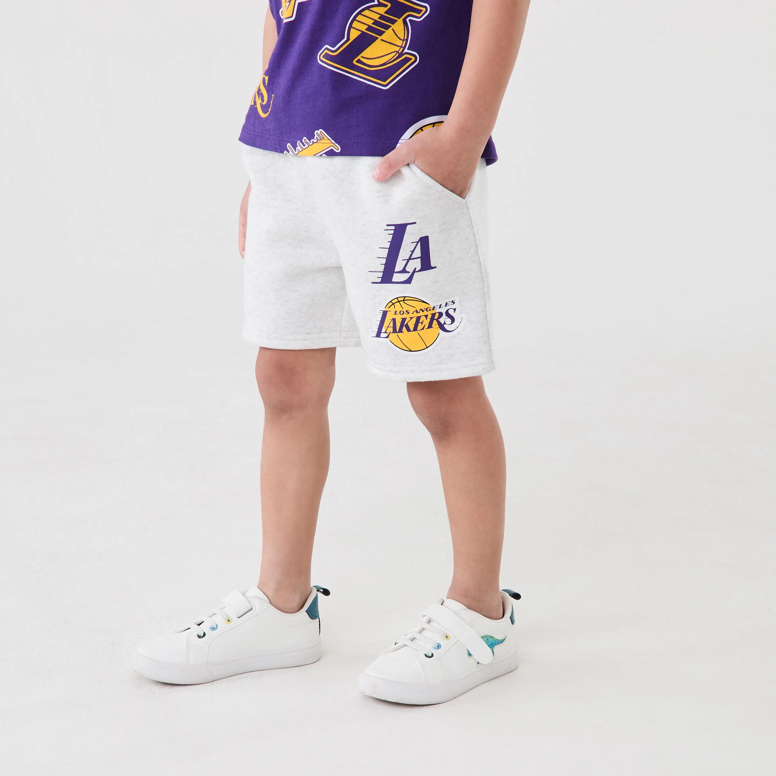 2 Official NBA Kids Mini Shorts BEIGE LAKERS, 2 of 8