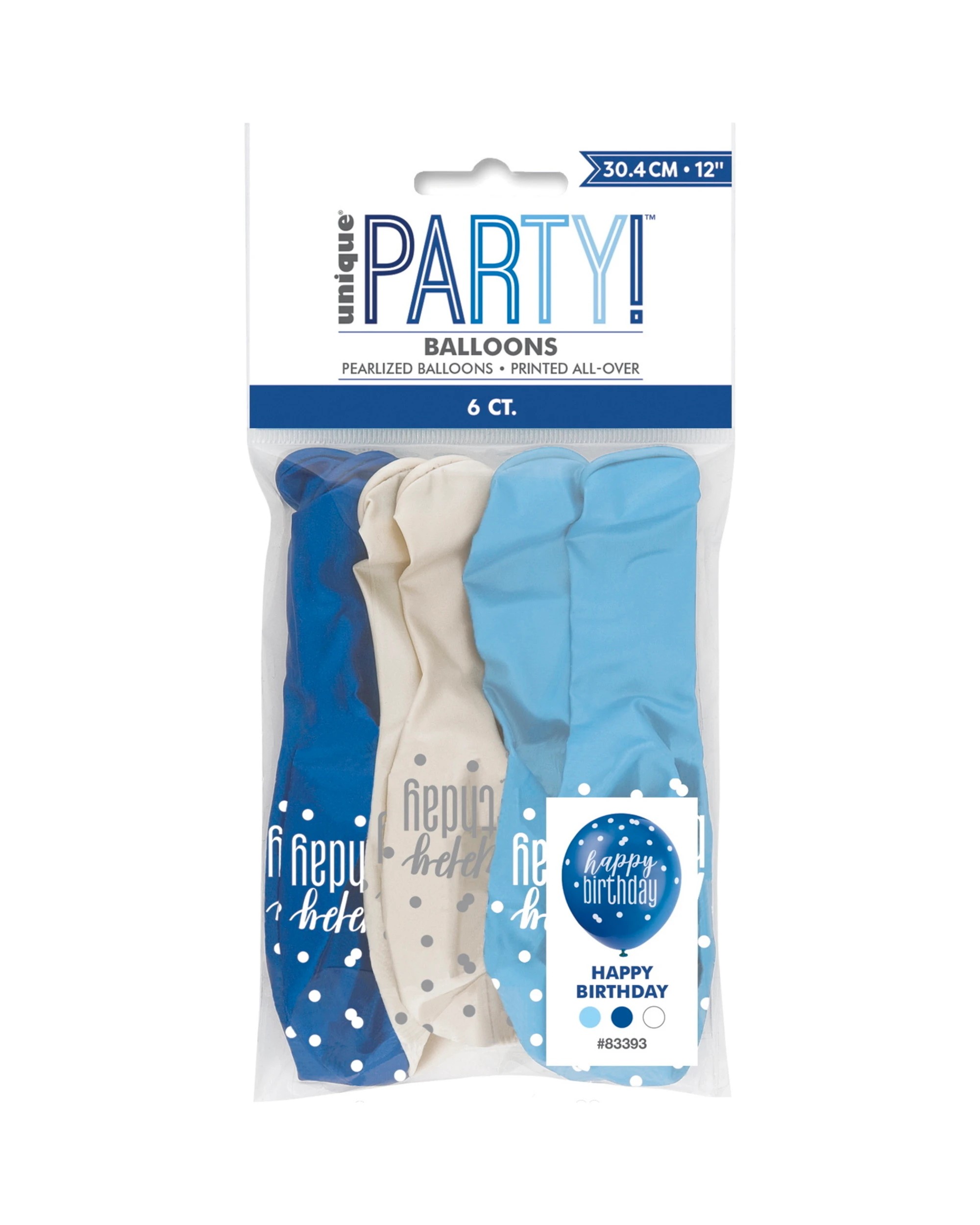 2 Unique Blue & White Happy Birthday Balloons Pack of 6, 2 of 2