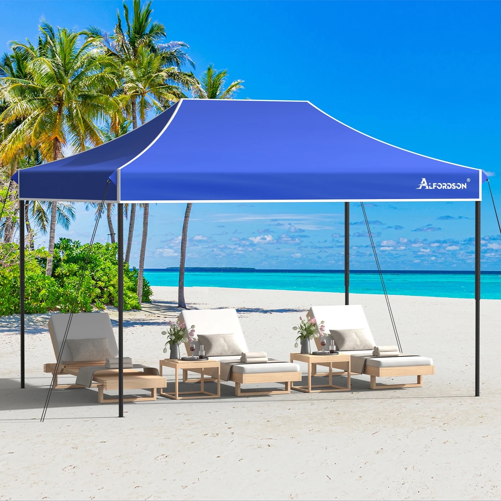 6 Alfordson Gazebo 4.5x3m Pop Up Marquee 600D Oxford Folding Outdoor Tent - Blue, 6 of 10