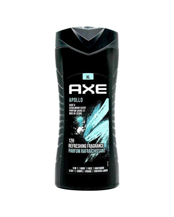 Axe Apollo 3-in-1 Body Face Hair Wash Sage Cedarwood Scent for Men 400ml - Black