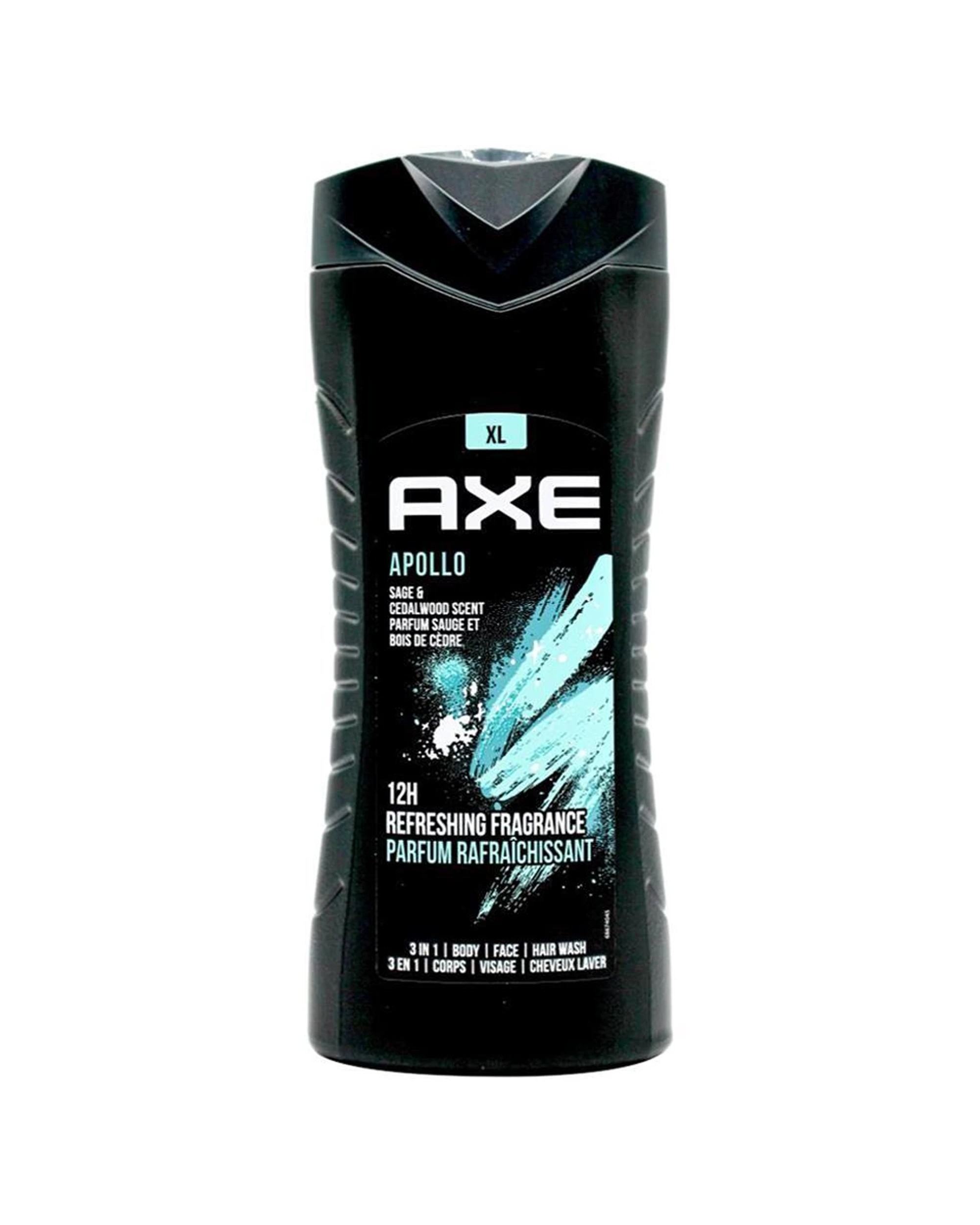1 Axe Apollo 3-in-1 Body Face Hair Wash Sage Cedarwood Scent for Men 400ml - Black, 1 of 3