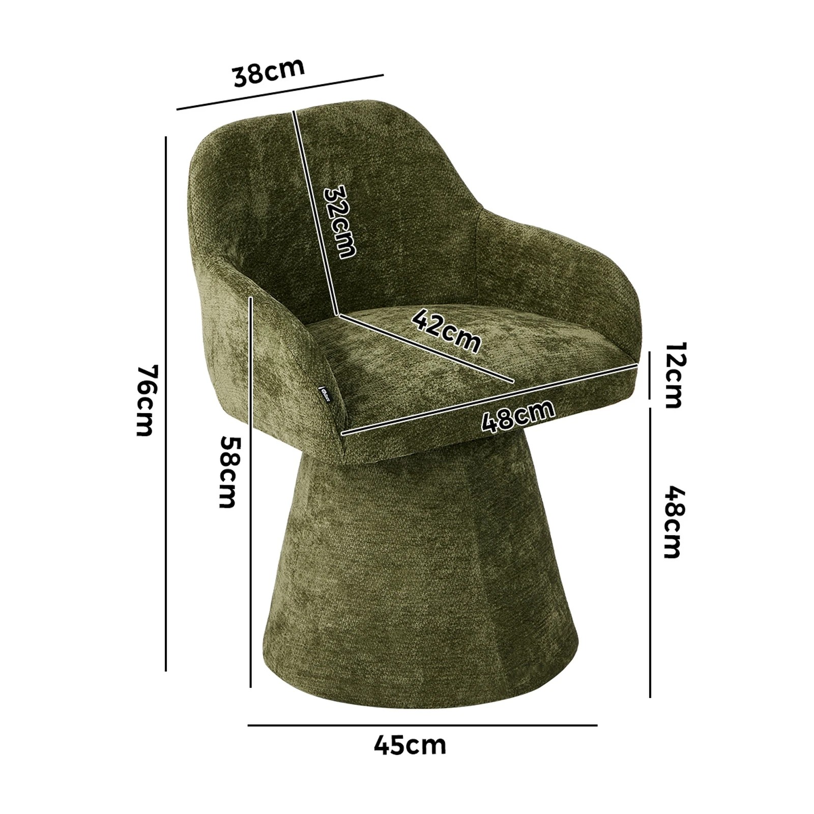 2 Oikiture 4x Dining Chair Swivel Armchair Lounge Accent Chairs Chenille - Green, 2 of 10