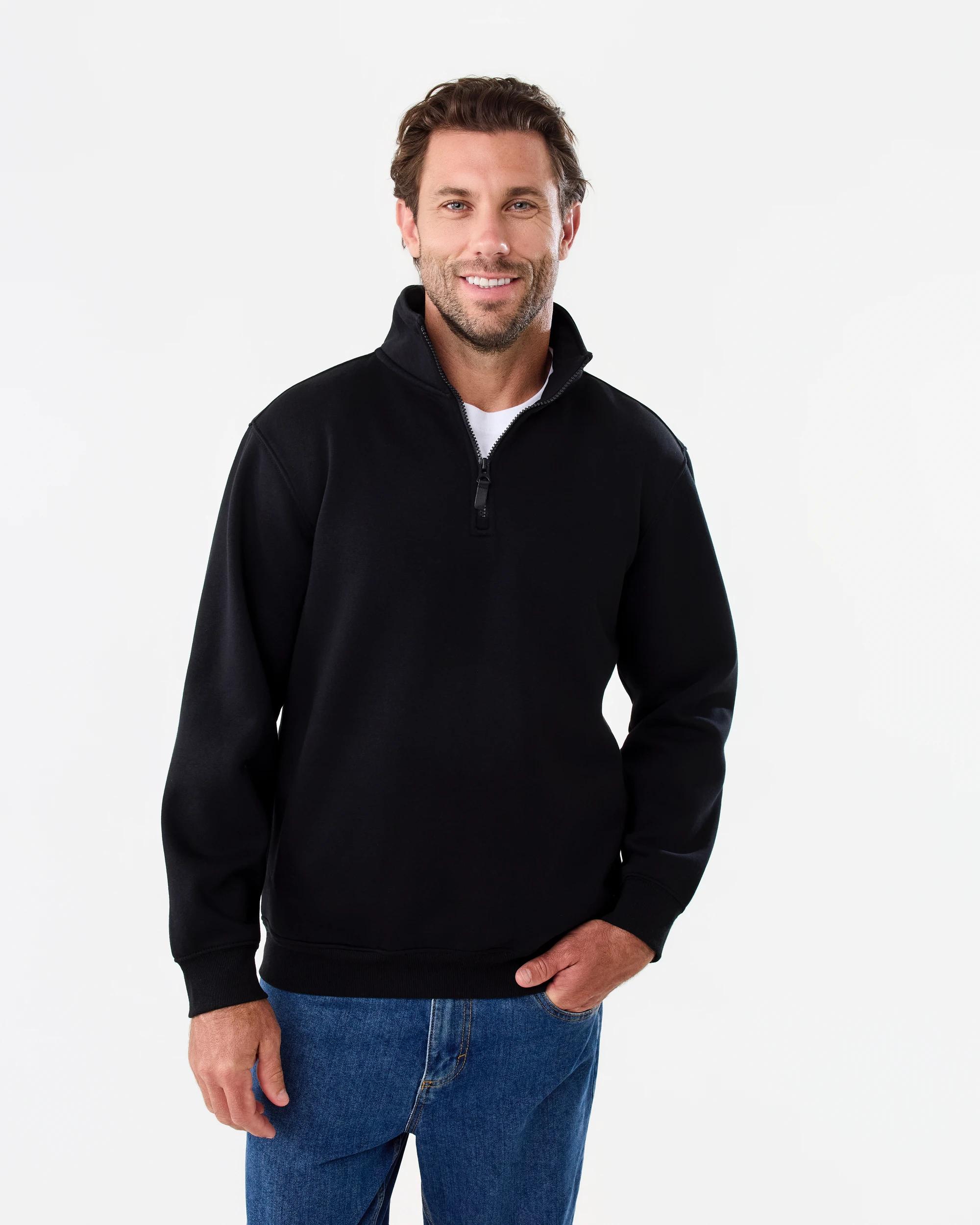 1 Quarter Zip Sweatshirt Black, 1 of 6