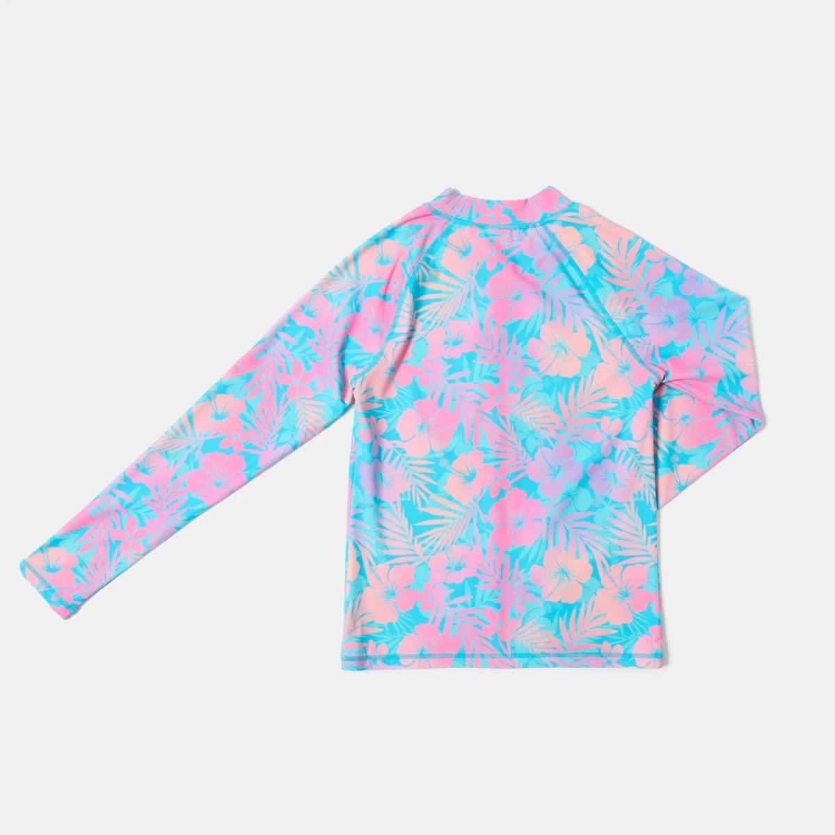 7 Long Sleeve Zip Through Rash Vest OMBRE TROPICAL LUSH MULTI, 7 of 8