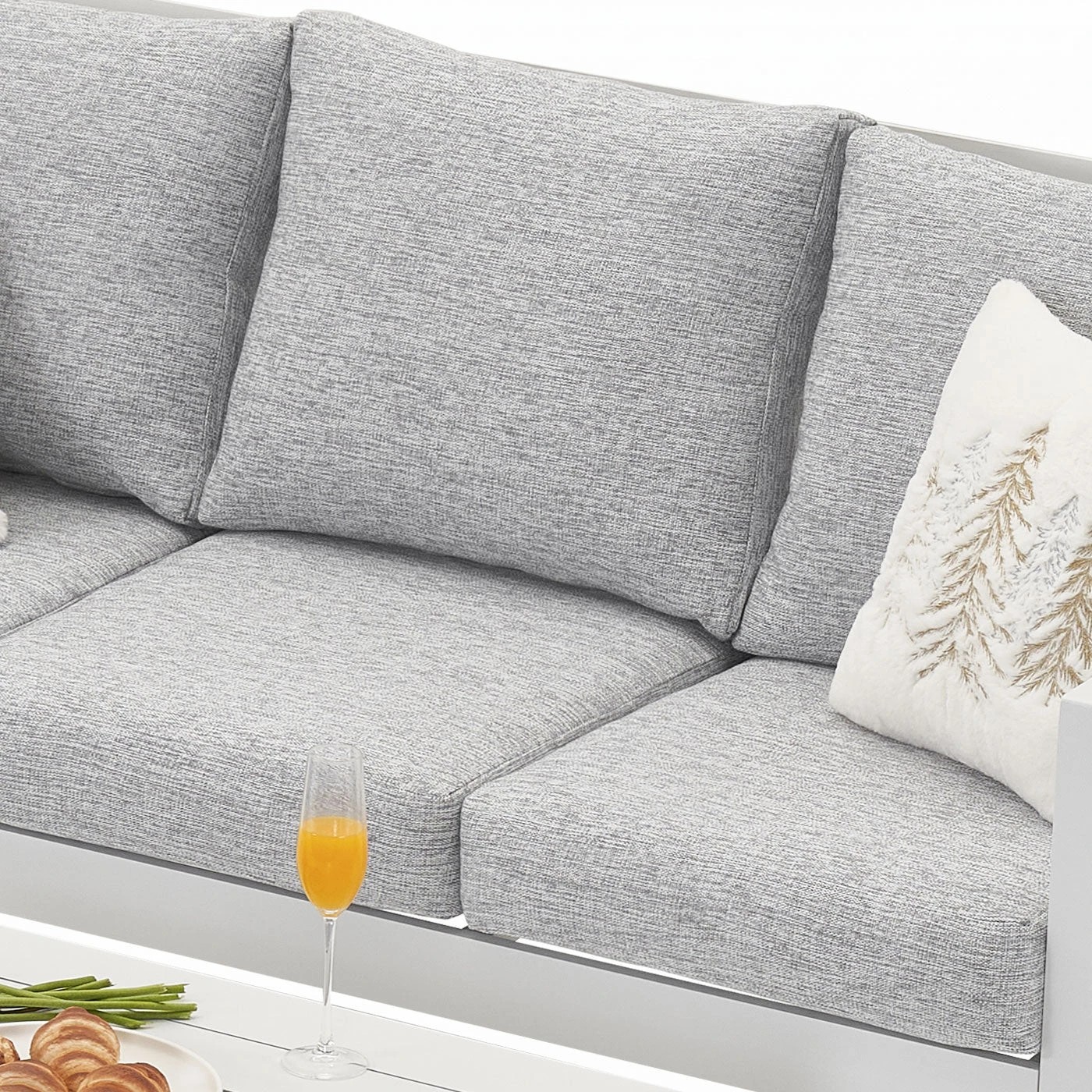 8 Moda Living Manly 3 Seater White Aluminium Outdoor Sofa Lounge - Light Textured Grey Cushions - White, 8 of 10