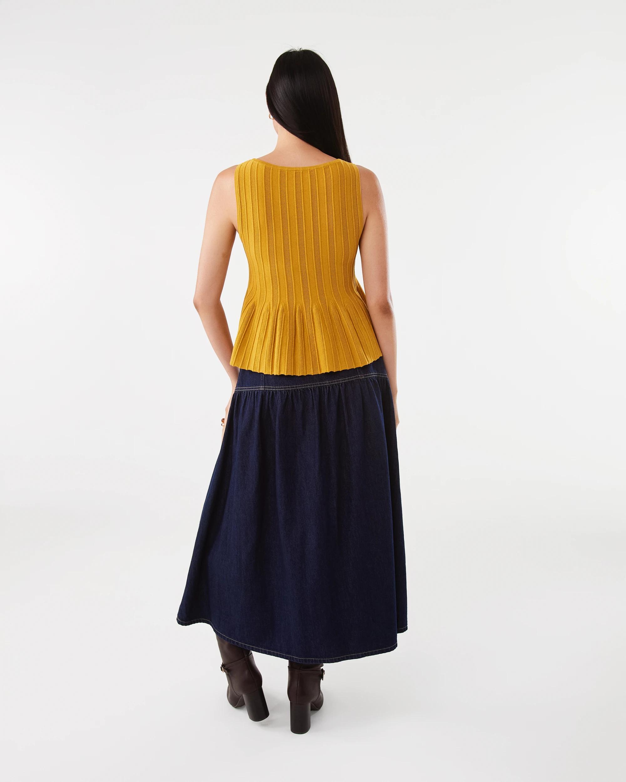 4 Sleeveless Peplum Knit Top Yllw Brass, 4 of 7