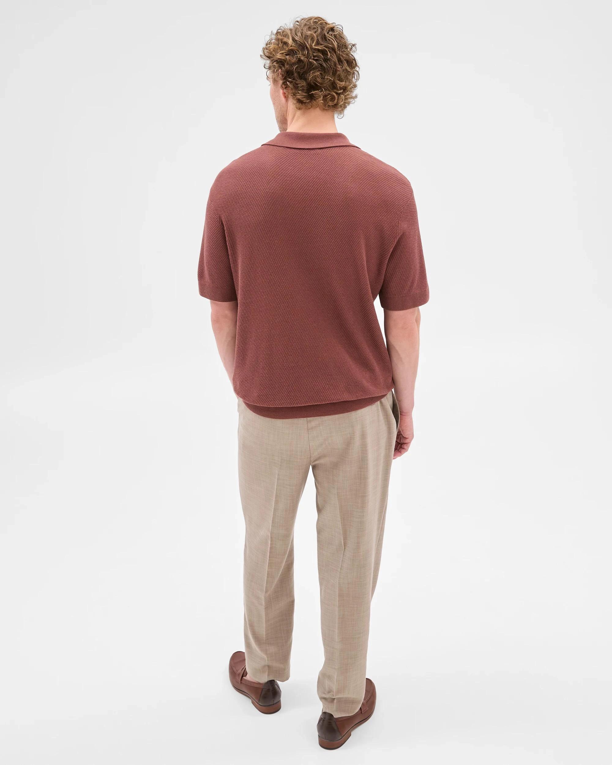 7 Australian Cotton Blend Knit Polo Top - Preview BRICK, 7 of 10