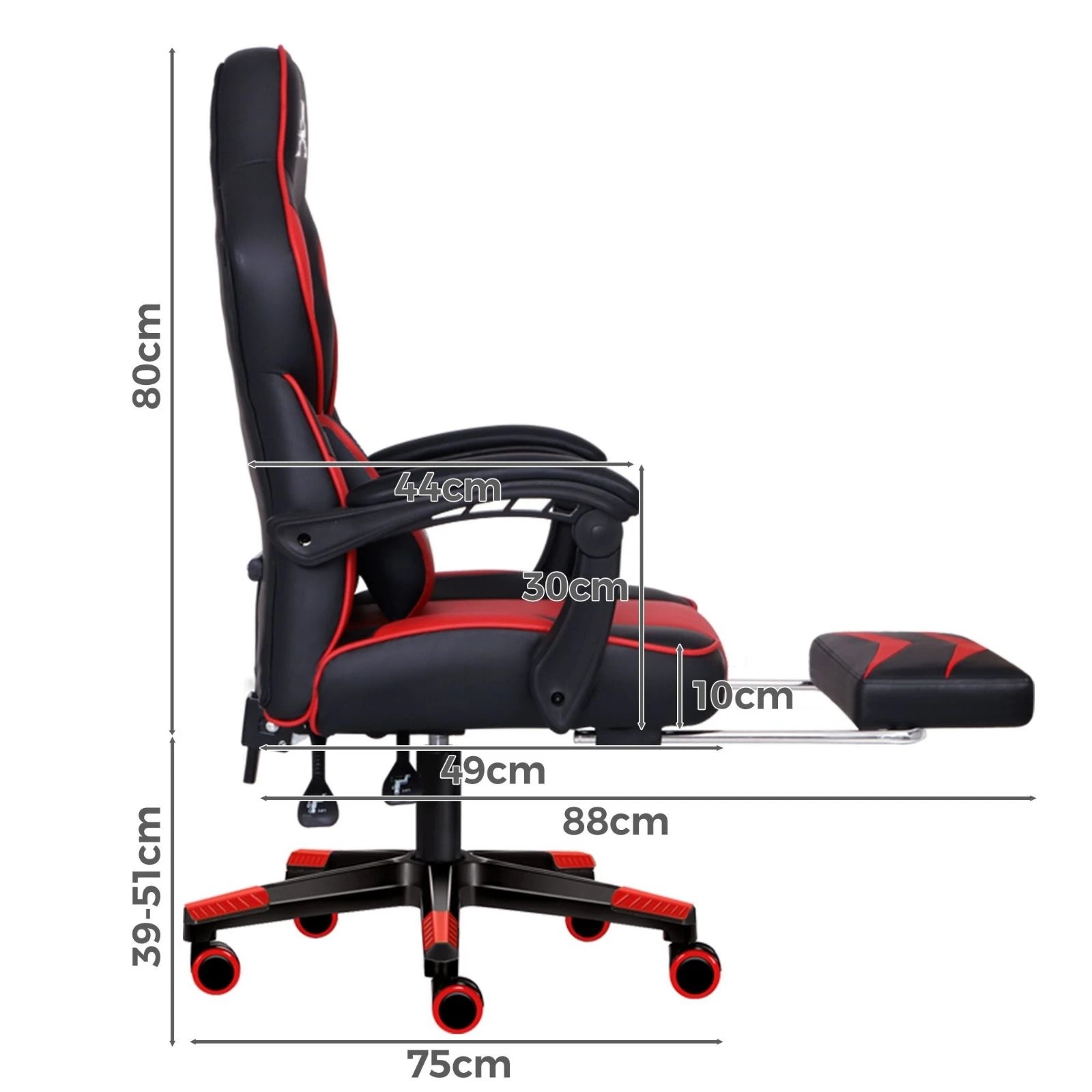 4 Alfordson Gaming Chair Office Seat Racing Lumbar Massage Footrest Executive - Red, 4 of 10
