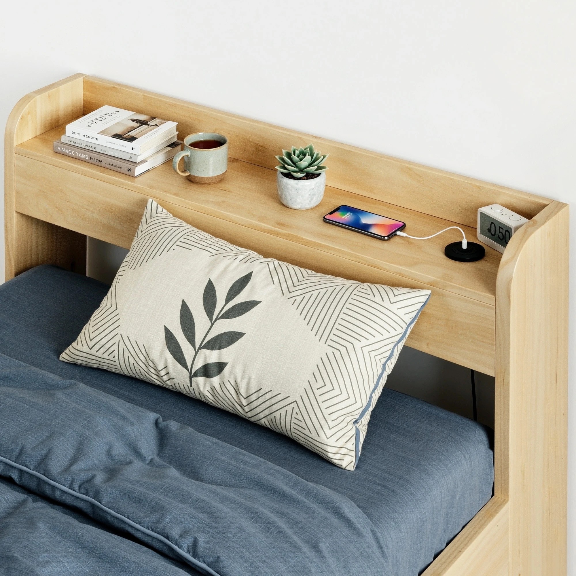 5 Artiss King Single Bed Frame with 2 Drawer Platform Bed Base with USB Ports - Natural, 5 of 9