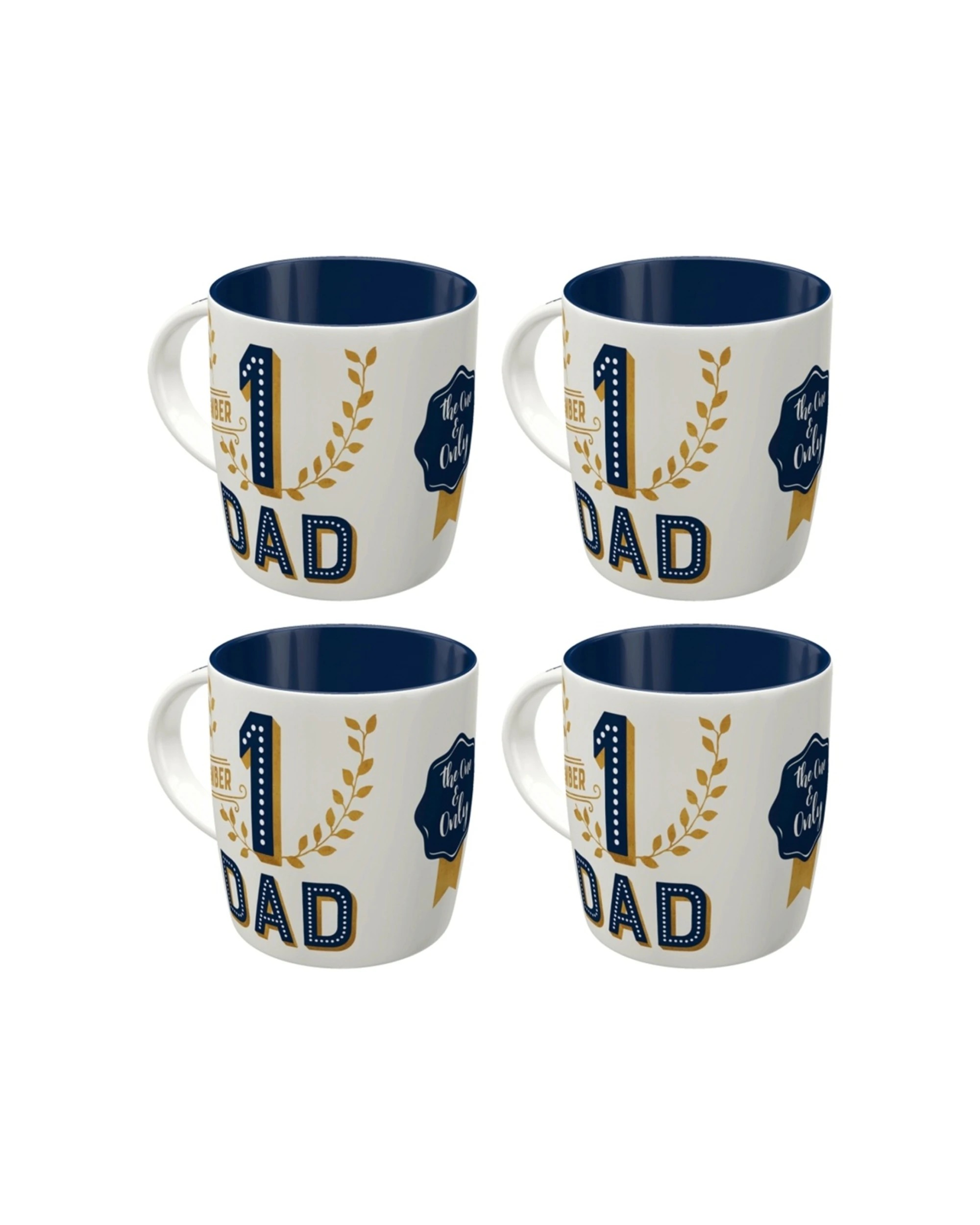 1 Nostalgic-Art 4PK Ceramic Mug 330ml Retro Design - Number 1 Dad - White, 1 of 5